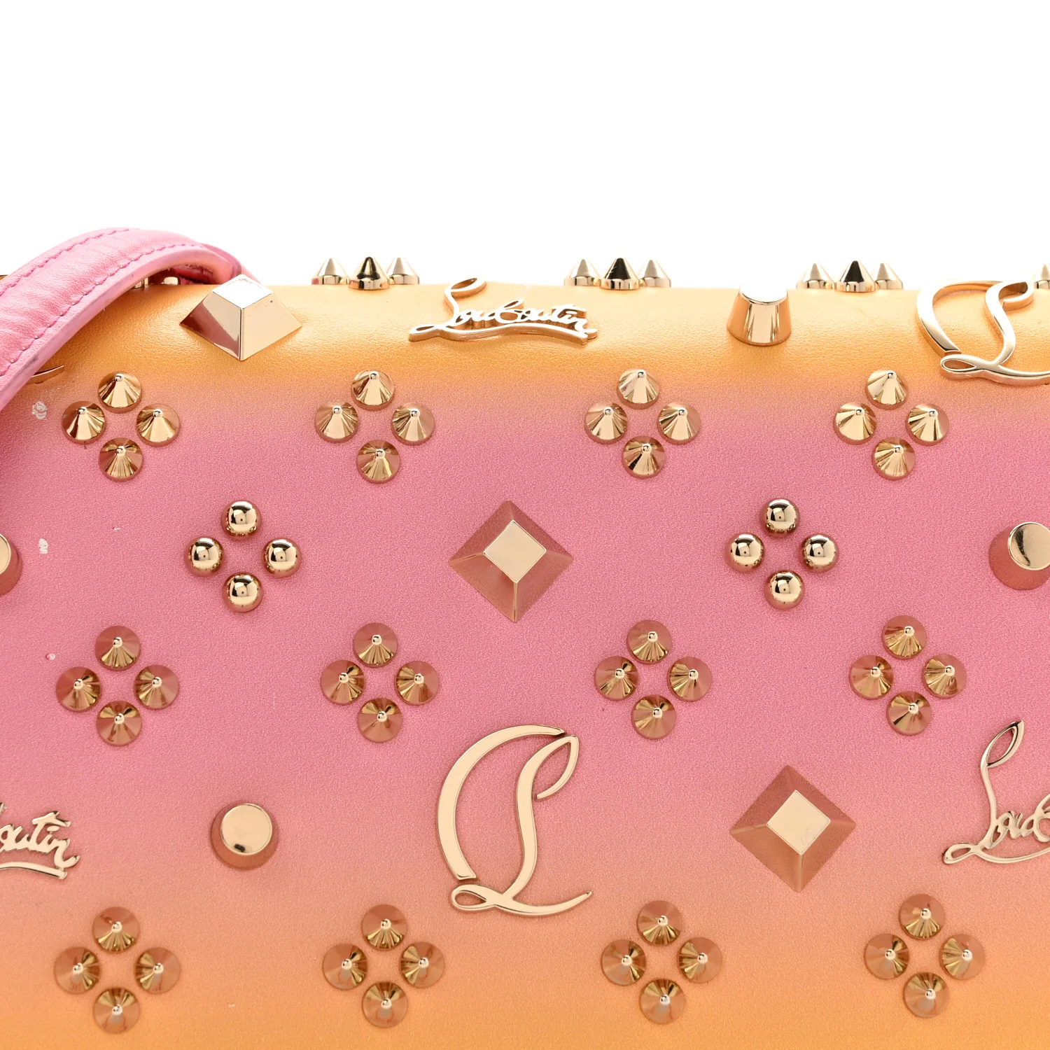 Calfskin Spikes Loubinthesky Paloma Wallet On Chain Degraftersun Gold - Image 8
