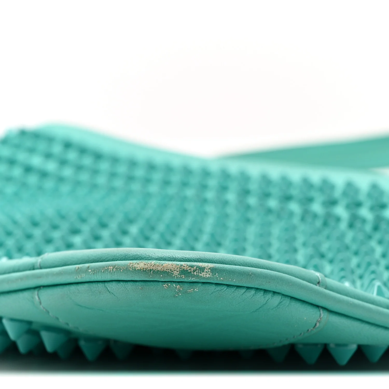 Calfskin Spikes Loubiposh Chain Clutch Turquoise - Image 10