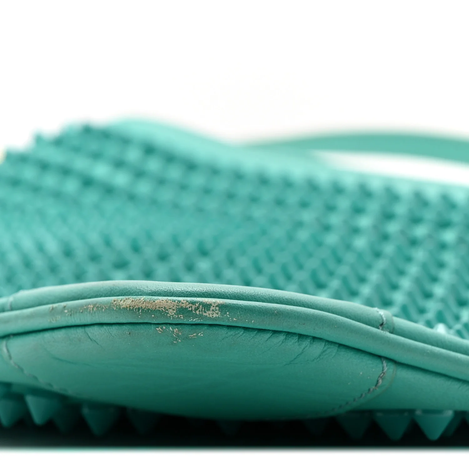 Calfskin Spikes Loubiposh Chain Clutch Turquoise - Image 14