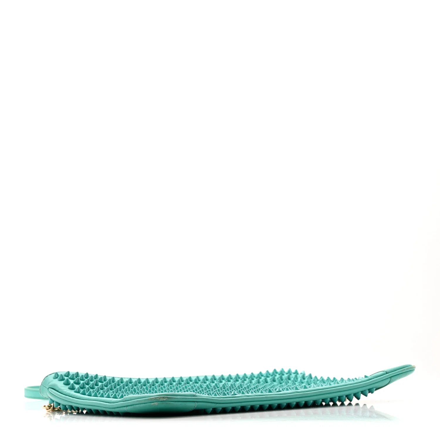 Calfskin Spikes Loubiposh Chain Clutch Turquoise - Image 4