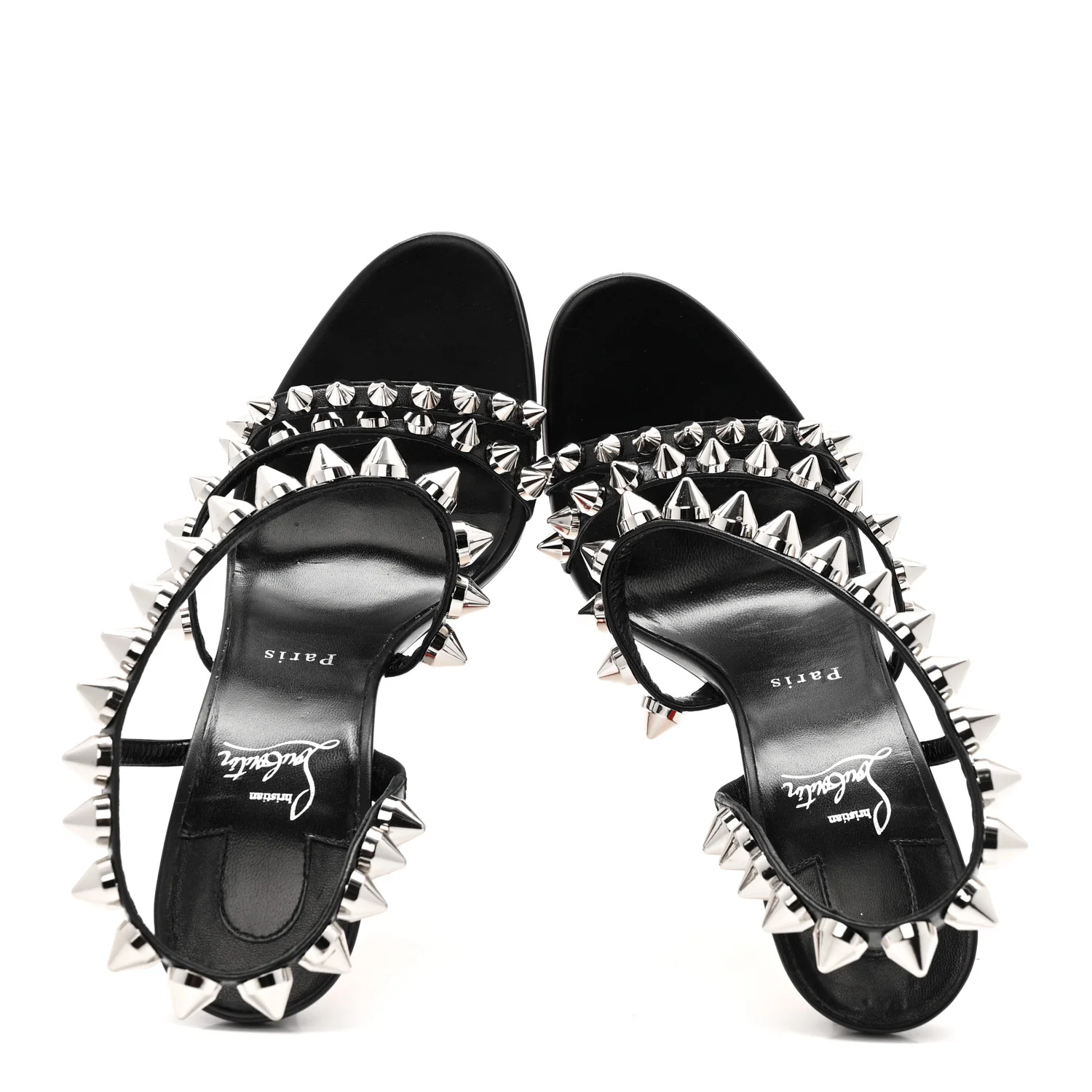 Calfskin Spikita Slingback 100 Stiletto Pumps 41 Black Silver - Image 5
