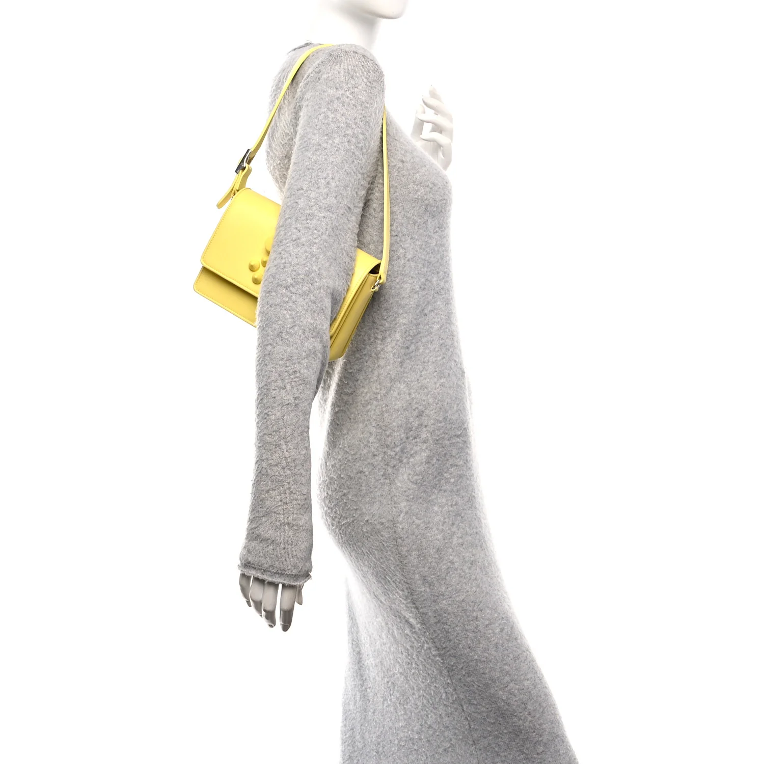 Calfskin Studded Carasky Crossbody Bag Yellow - Image 2
