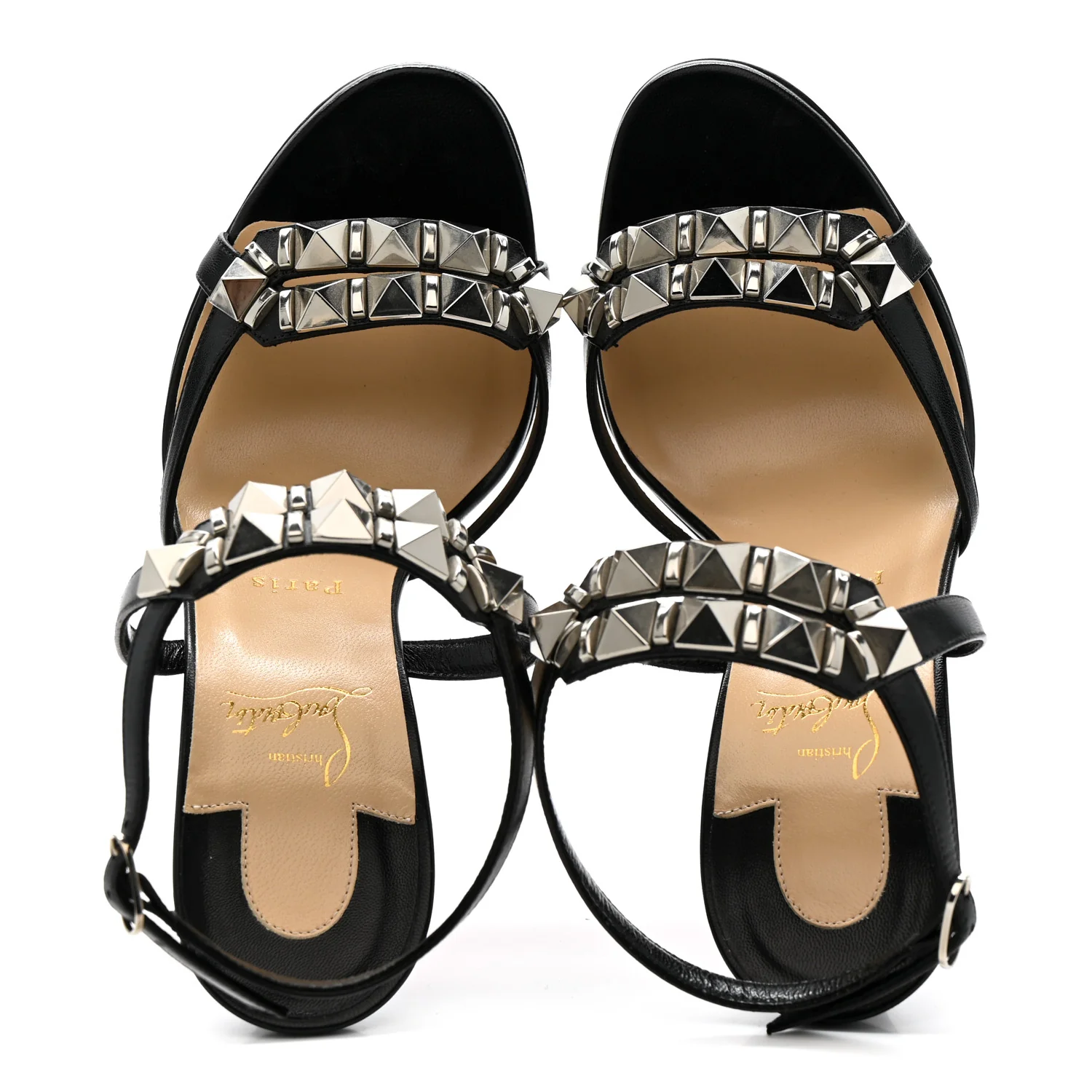 Calfskin Studded Galerietta 100 Sandals 39 Black - Image 2