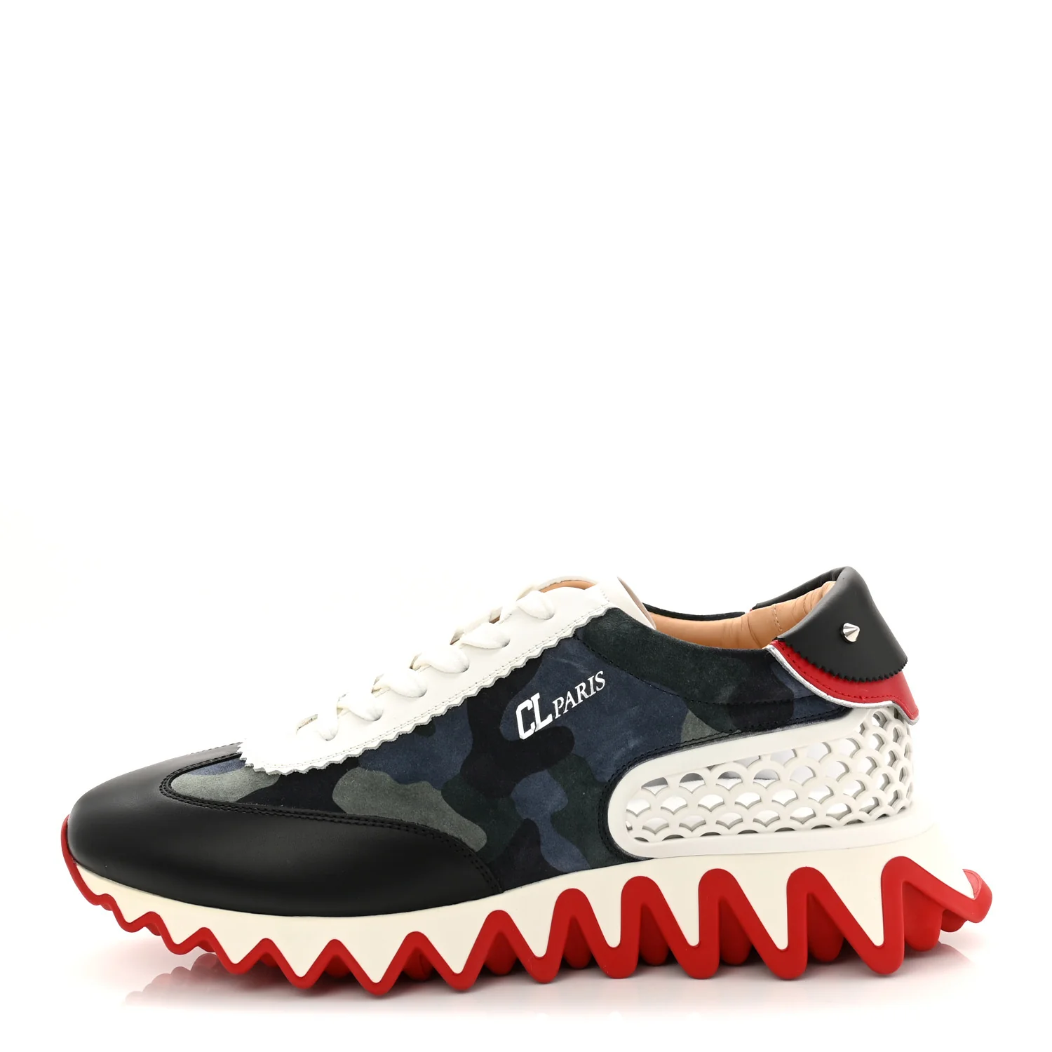 Calfskin Suede Camouflage Womens Loubishark Sneakers 41 Multicolor