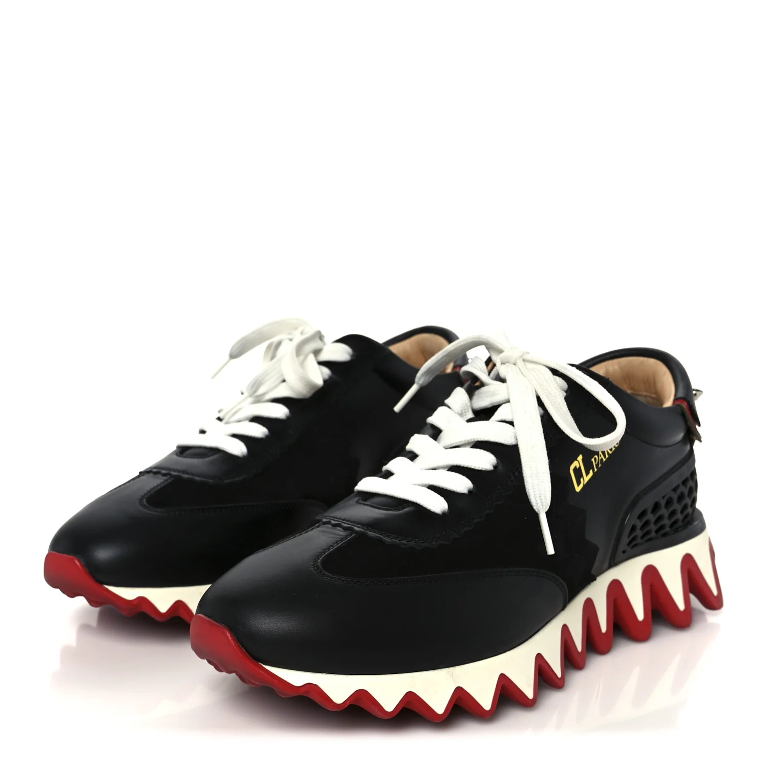 Calfskin Suede Patent Womens Loubishark Sneakers 39 Black Loubi - Image 4