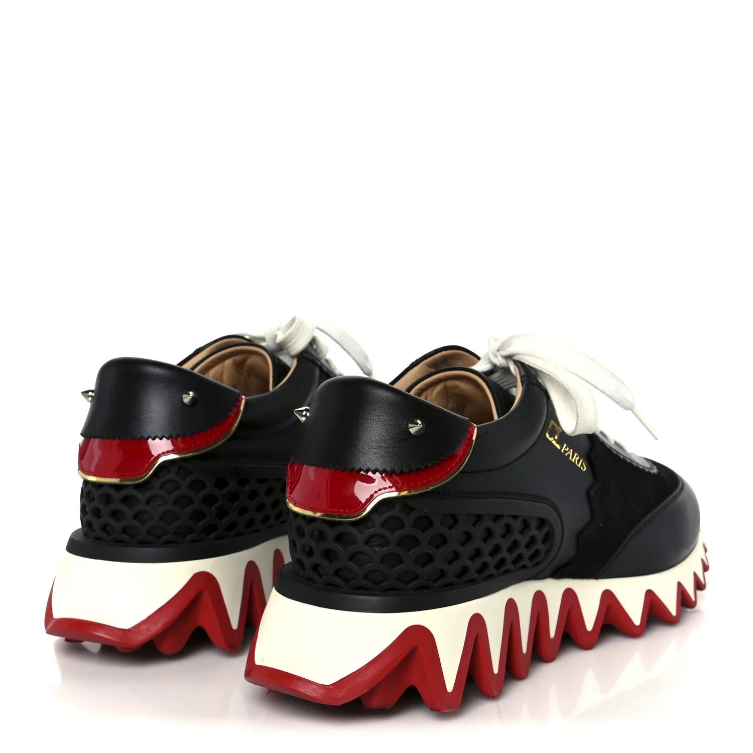 Calfskin Suede Patent Womens Loubishark Sneakers 39 Black Loubi - Image 5