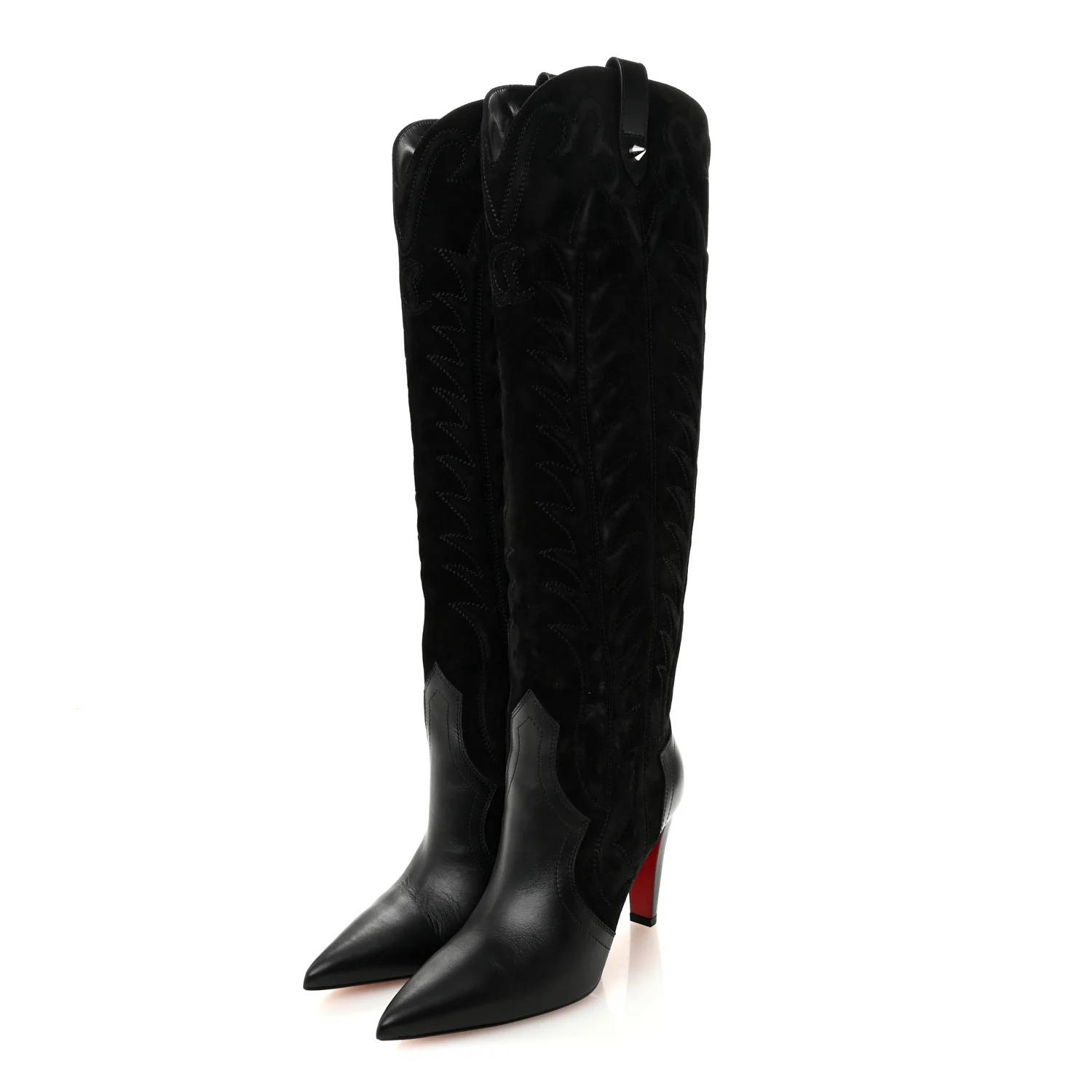 Calfskin Veau Velours Santia Botta 85 Tall Boots 39 Black - Image 3