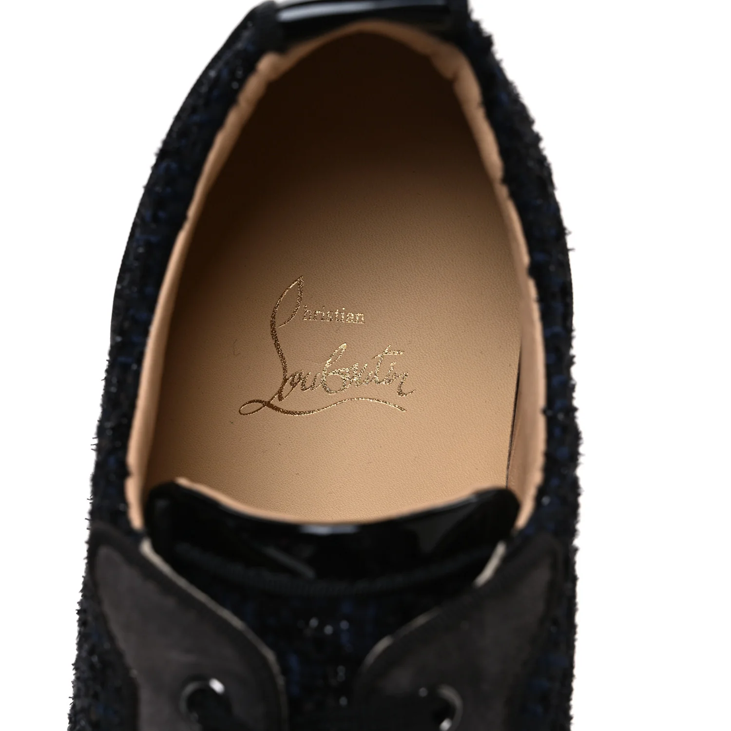 Calfskin Veau Velours Strass Mens Louis Junior Flat Sneakers 41.5 Version Reglisse - Image 10