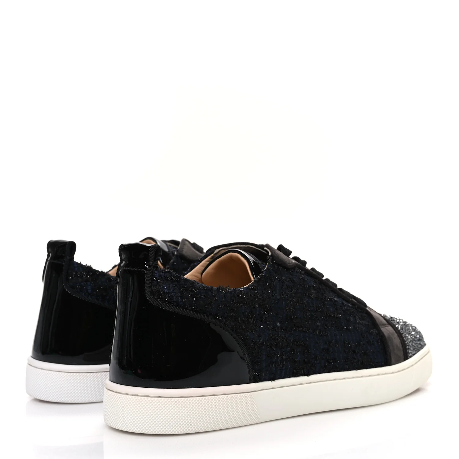 Calfskin Veau Velours Strass Mens Louis Junior Flat Sneakers 41.5 Version Reglisse - Image 5