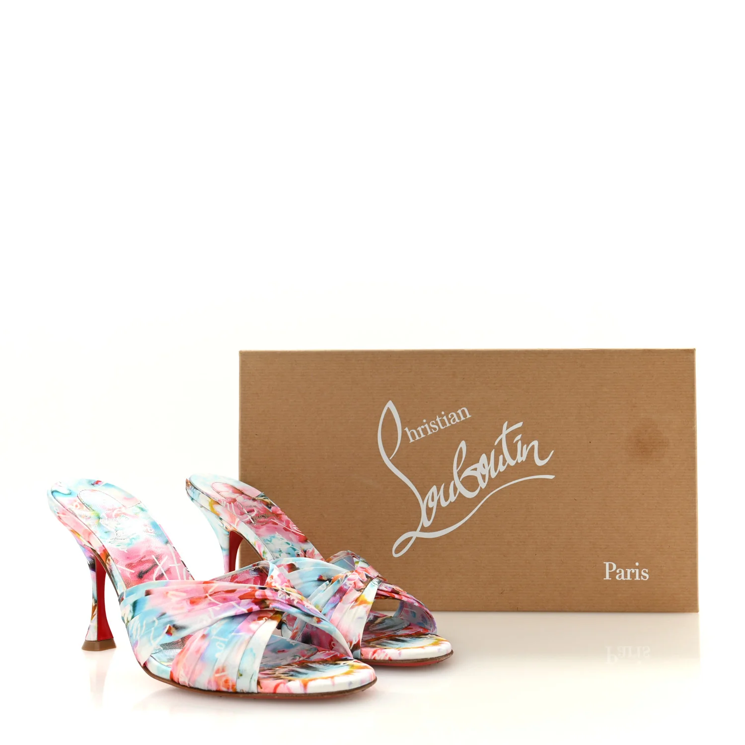 Crepe Satin Celebration Print Nicol Is Back 85 Slide Sandals 39 Multicolor - Image 10