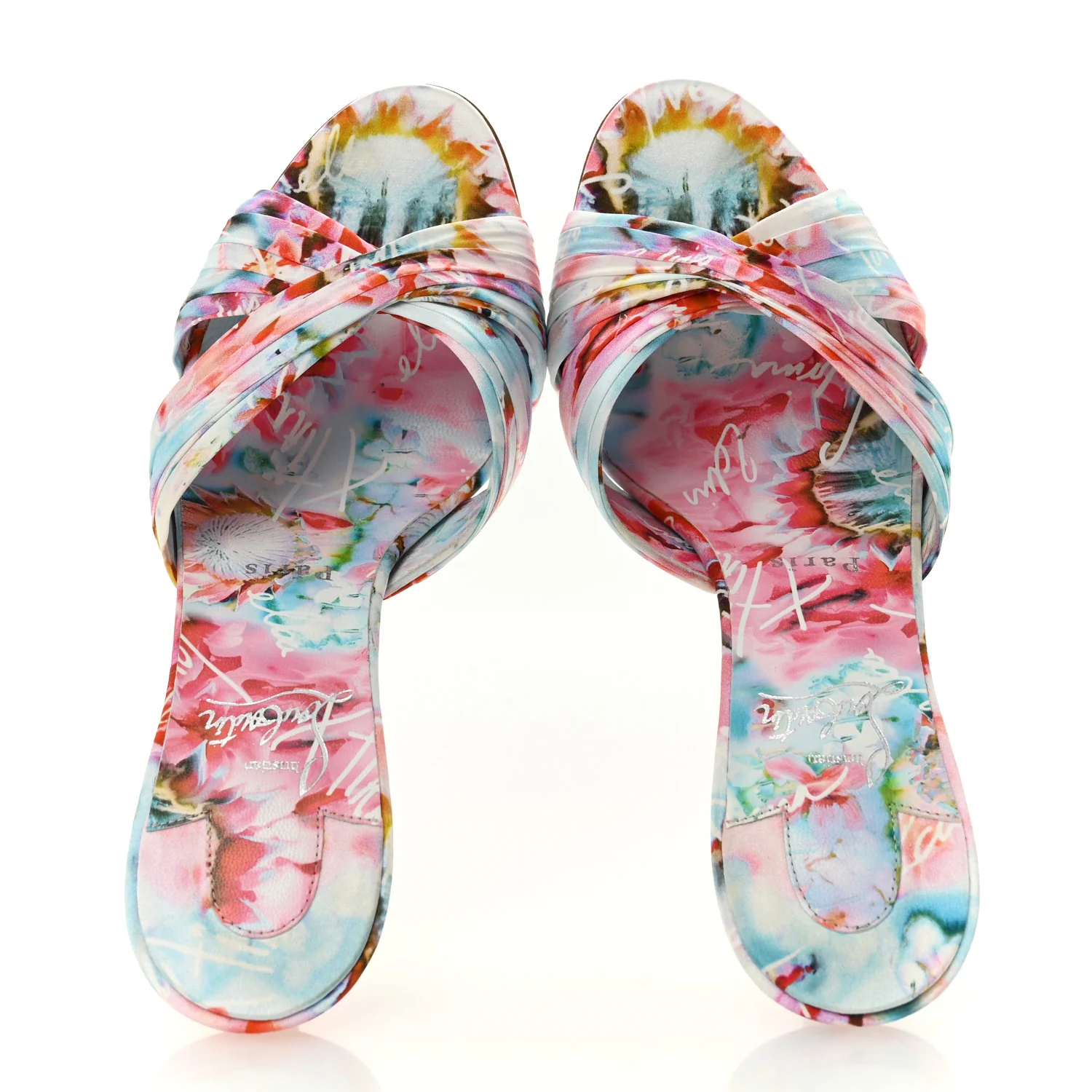 Crepe Satin Celebration Print Nicol Is Back 85 Slide Sandals 39 Multicolor - Image 2