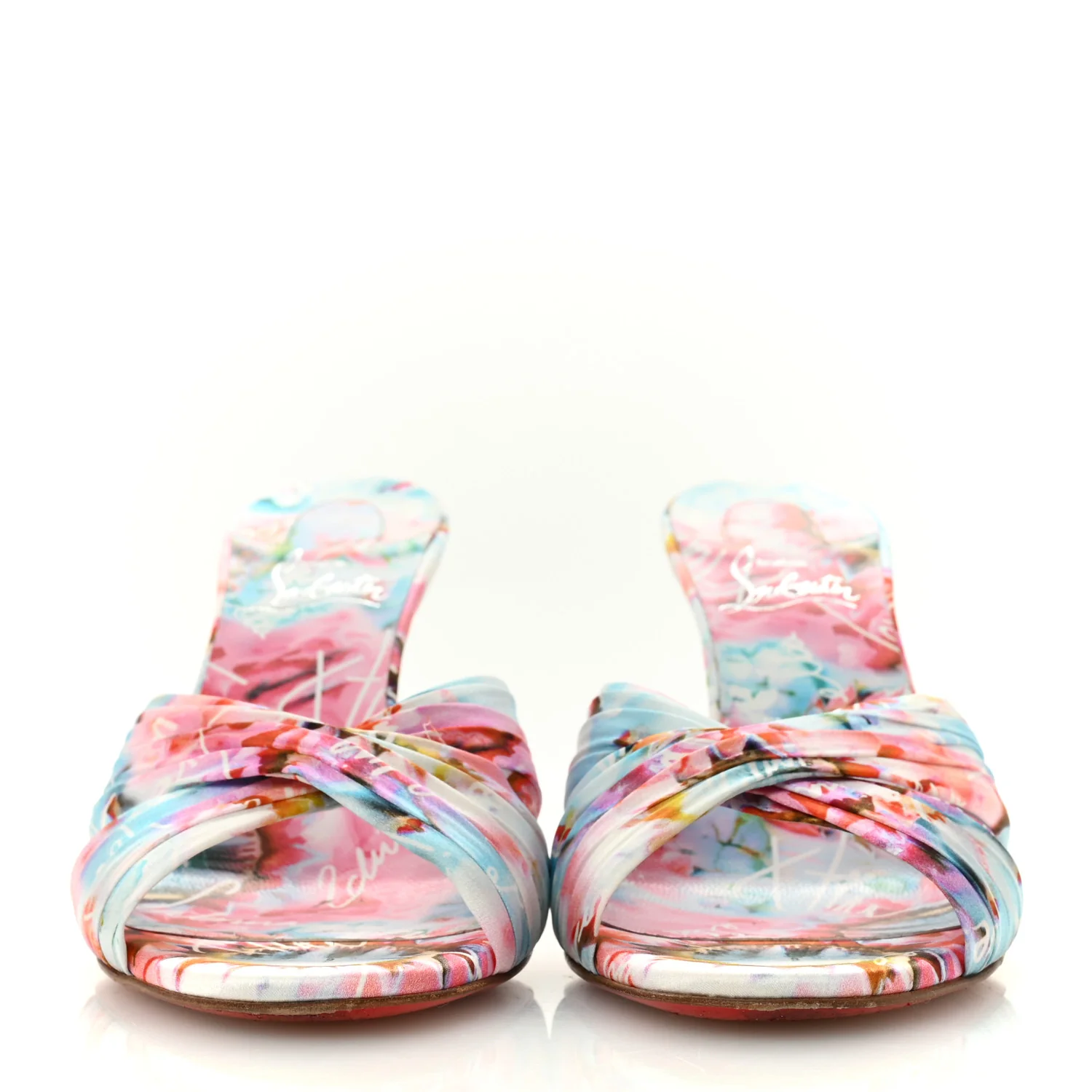 Crepe Satin Celebration Print Nicol Is Back 85 Slide Sandals 39 Multicolor - Image 3