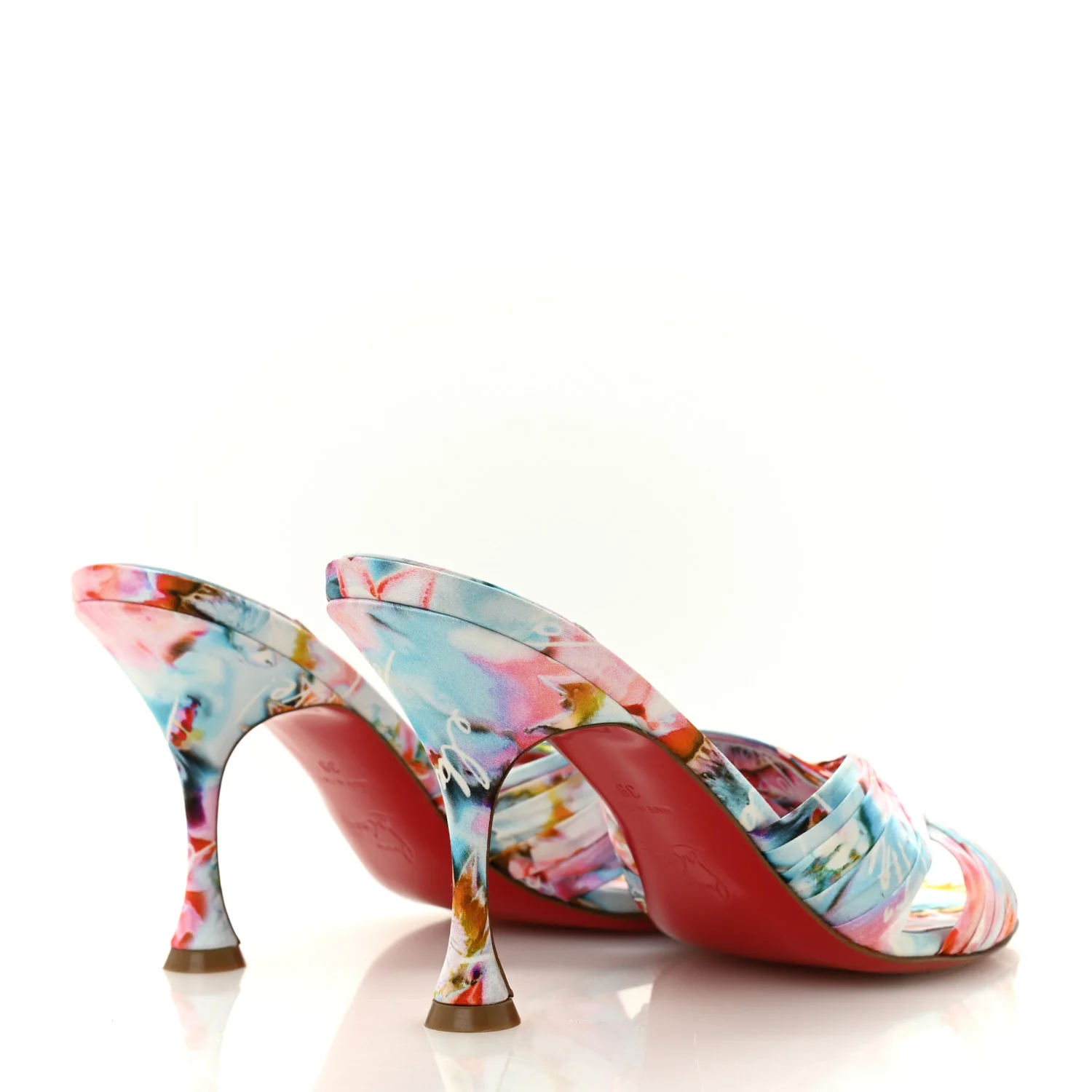 Crepe Satin Celebration Print Nicol Is Back 85 Slide Sandals 39 Multicolor - Image 5