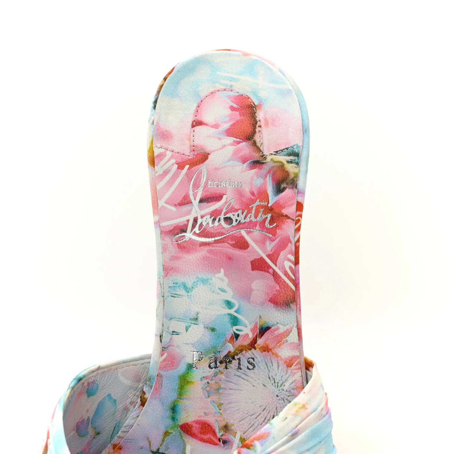 Crepe Satin Celebration Print Nicol Is Back 85 Slide Sandals 39 Multicolor - Image 7