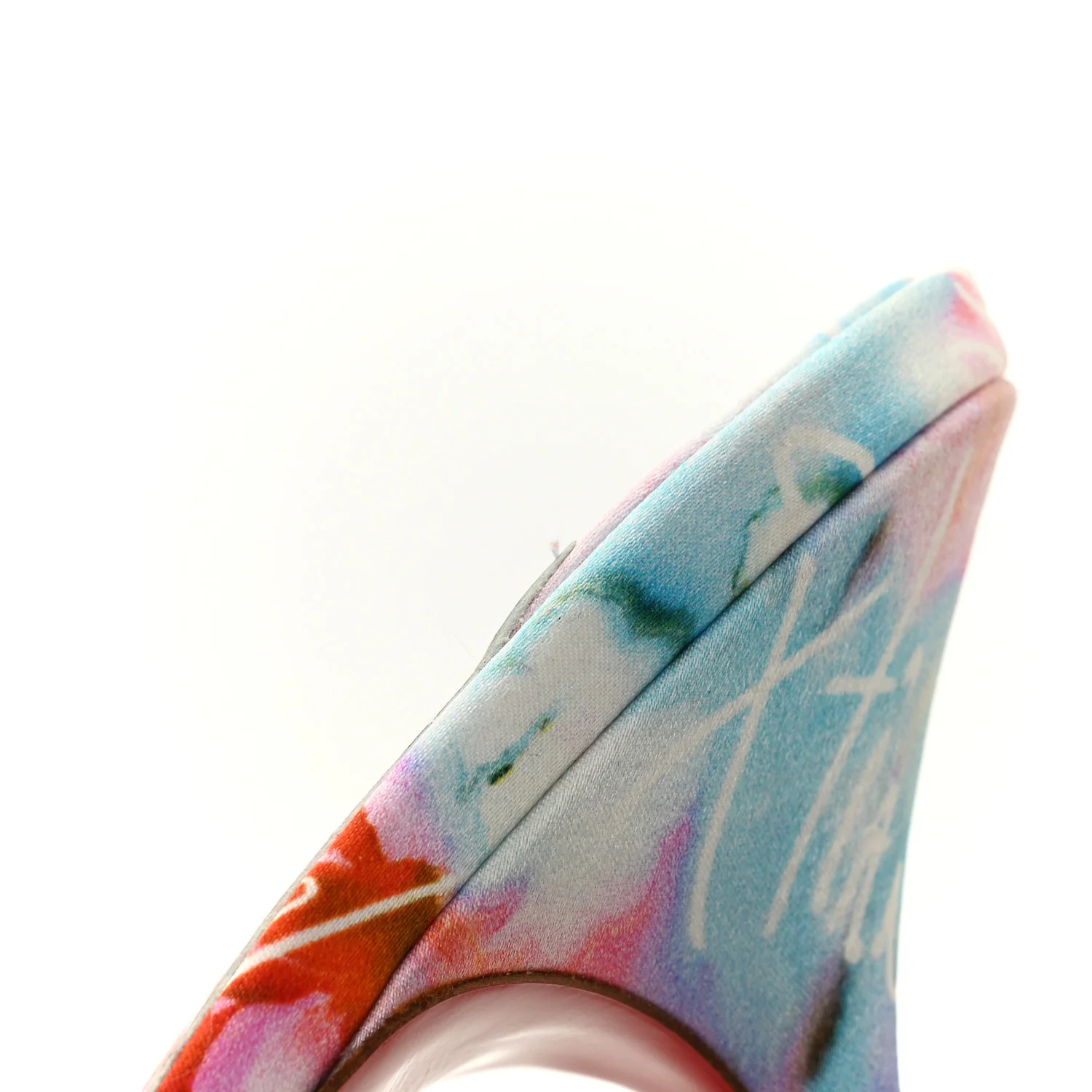Crepe Satin Celebration Print Nicol Is Back 85 Slide Sandals 39 Multicolor - Image 9