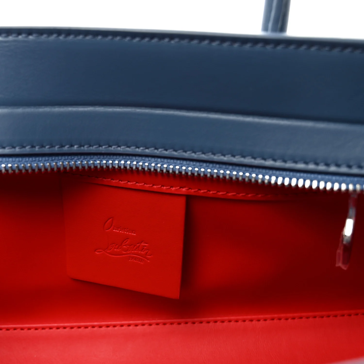 Denim Calfskin Studded Loubinthesky Paloma Baguette Blue - Image 6