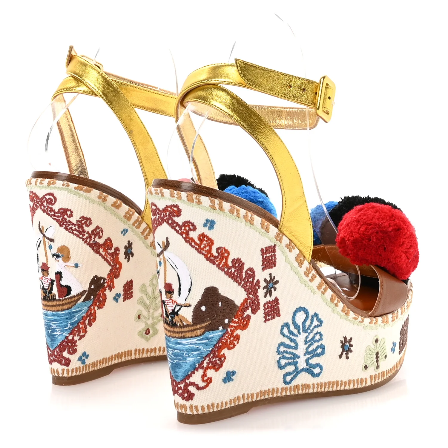 Denim Embroidered Cycladissimo 120 Wedge Sandals 40 Multicolor - Image 5