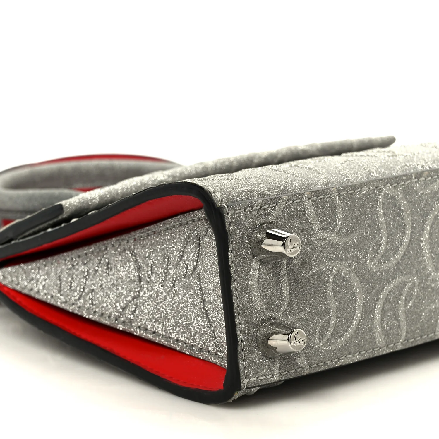 Glitter Calfskin Paloma Mini Empire Tote Silver - Image 9