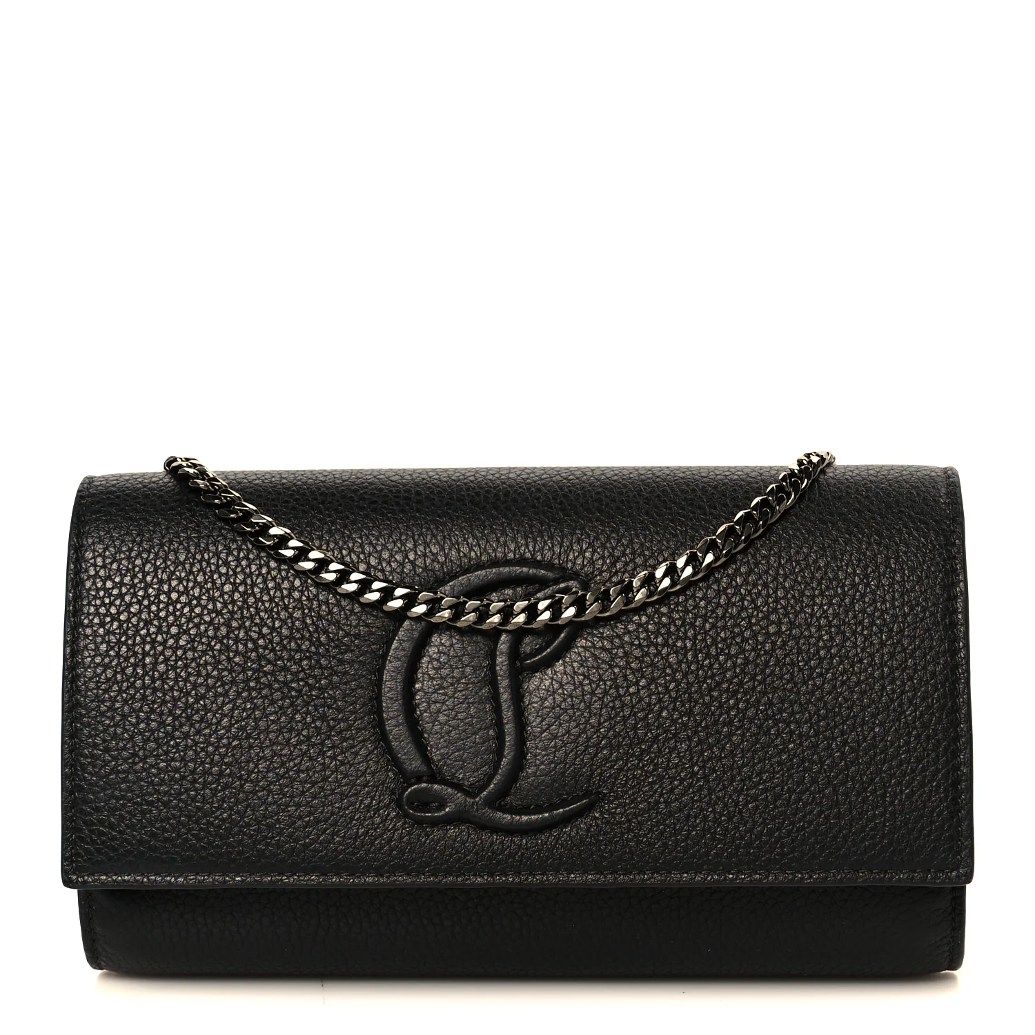 Grained Calfskin By My Side Wallet On Chain Black