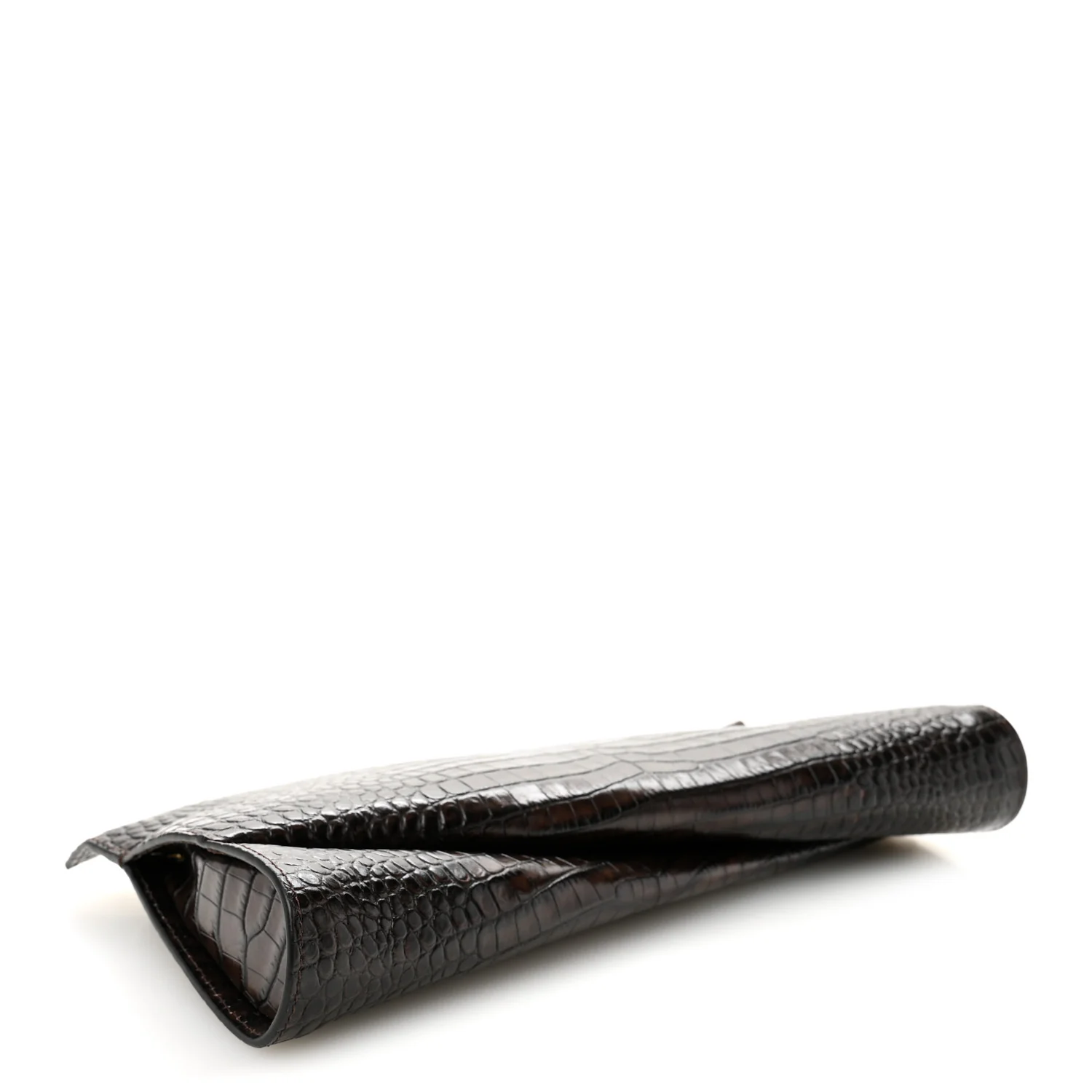 Loubitwist Crocodile Emobossed Clutch Dark Brown - Image 4