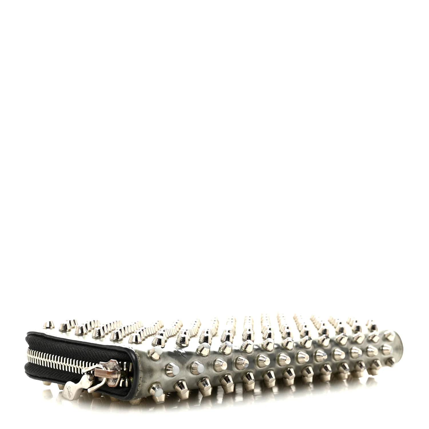 Metallic Patent Panettone Spiked Zip Around Wallet Silver - Image 4