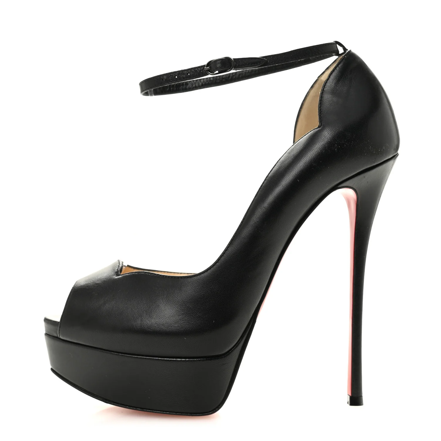 Nappa After Sun Round Chick Alta Platform Peep Toe 120 Pumps 37 Black