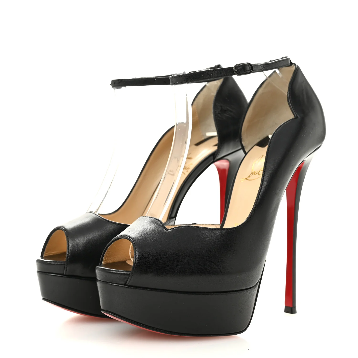Nappa After Sun Round Chick Alta Platform Peep Toe 120 Pumps 37 Black - Image 4
