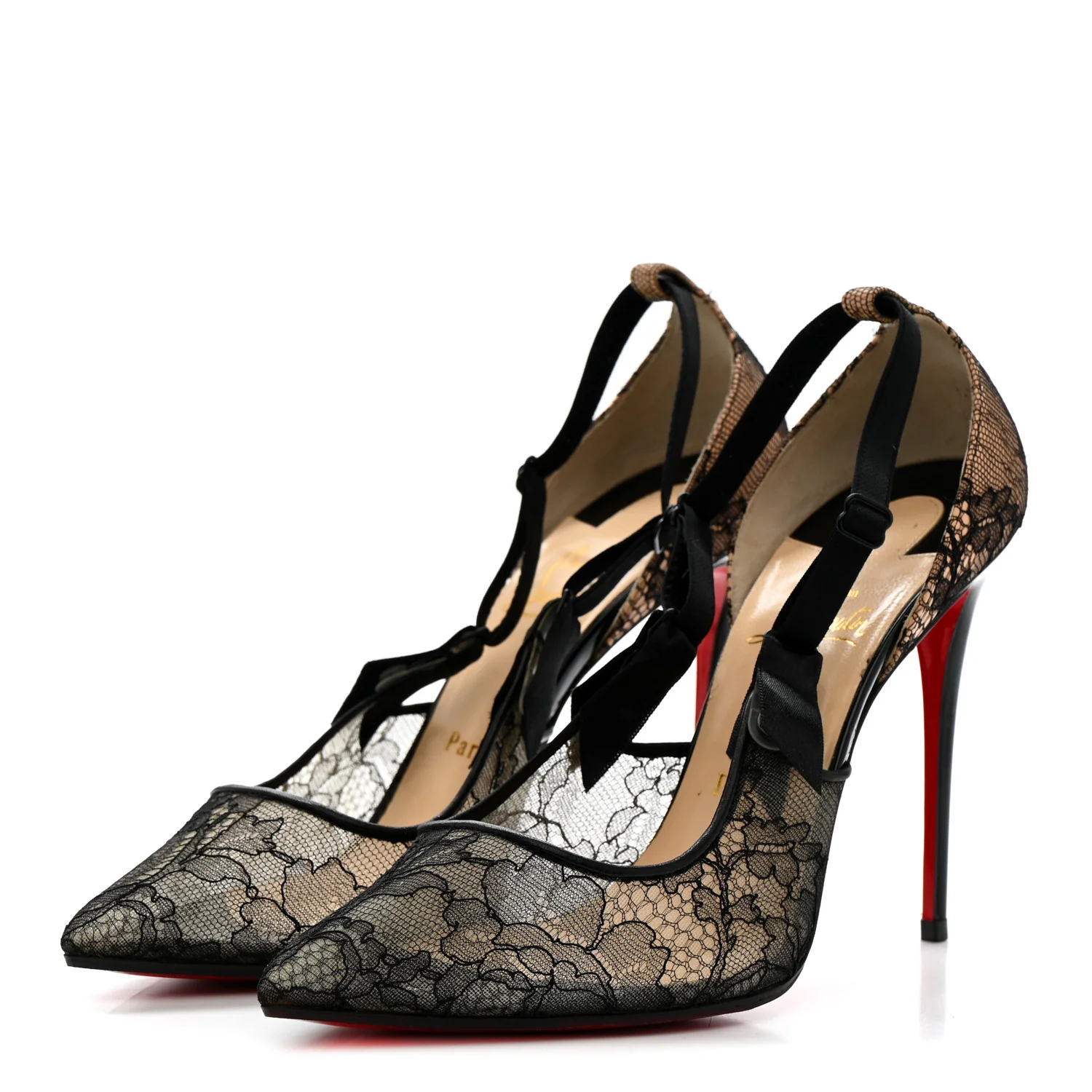 Nappa Patent Chantilly Lace Hot Jeanbi 100 Pumps 39.5 Black - Image 4