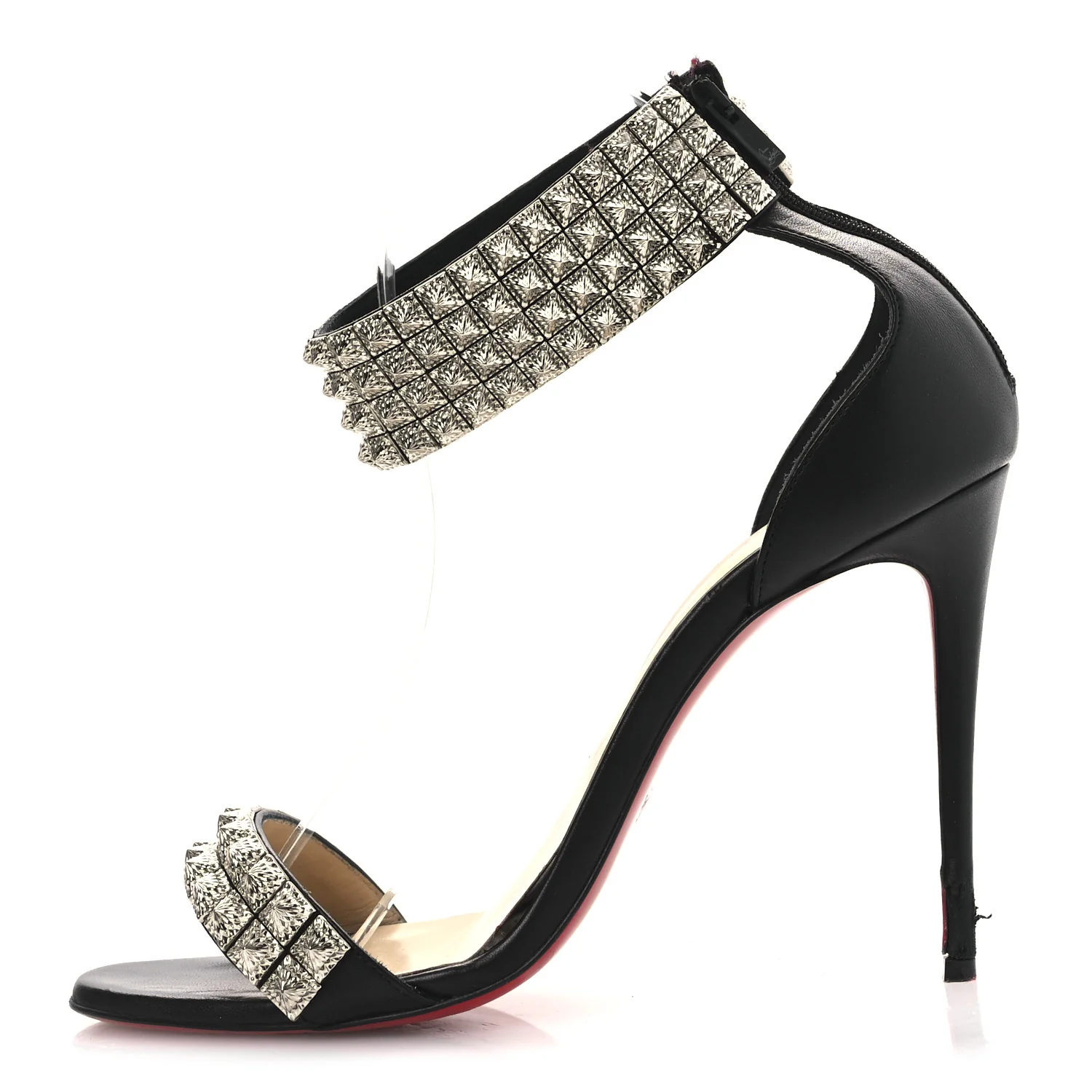 Nappa Priyadora 100 Studded Sandals 39 Black Silver