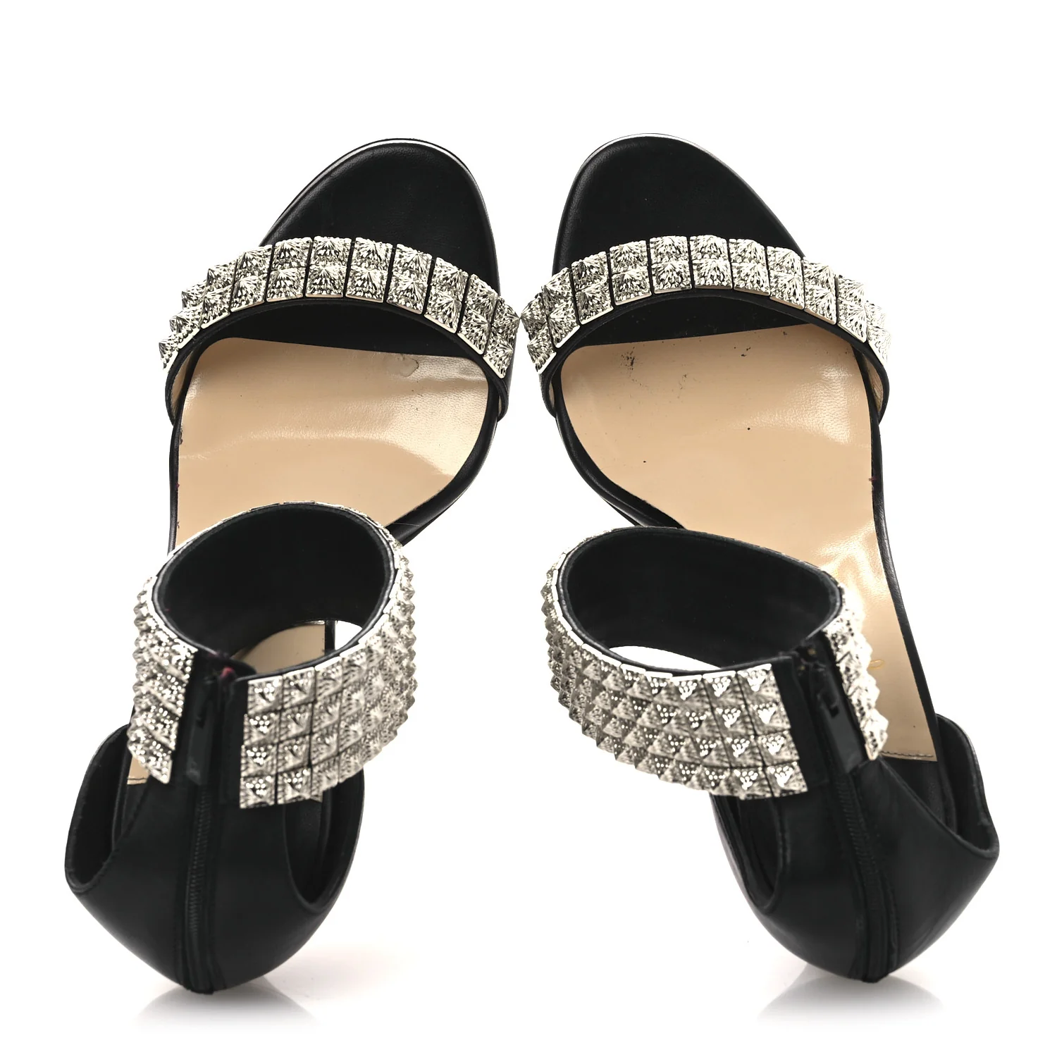 Nappa Priyadora 100 Studded Sandals 39 Black Silver - Image 2
