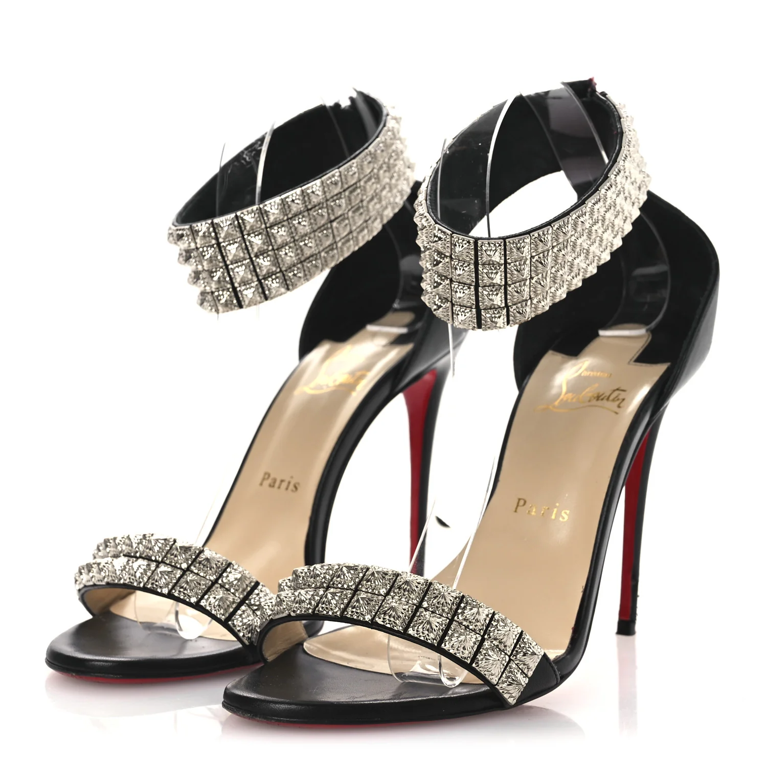 Nappa Priyadora 100 Studded Sandals 39 Black Silver - Image 4