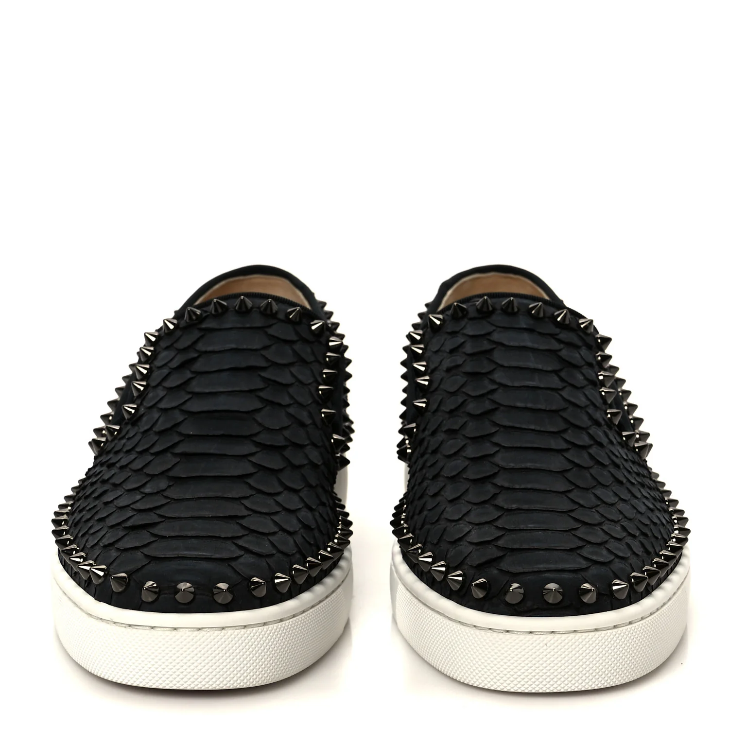 Nubuck Snakeskin Spikes Pik Boat Flats 39.5 Black - Image 3