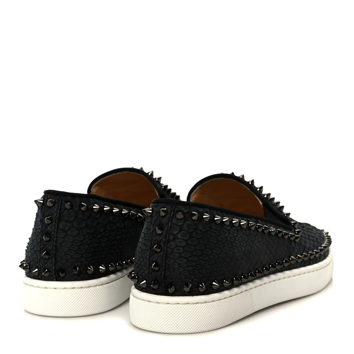 Nubuck Snakeskin Spikes Pik Boat Flats 39.5 Black - Image 5