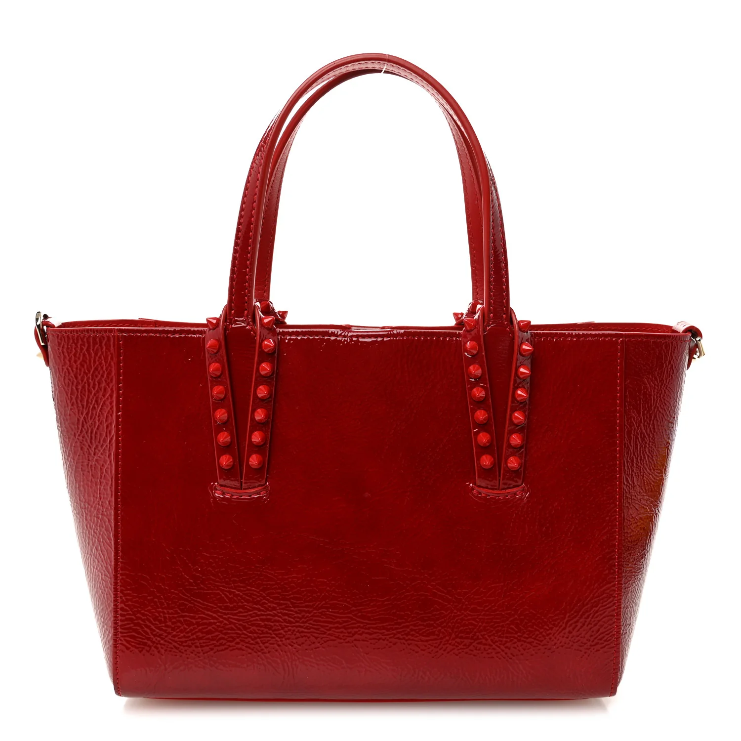 Patent Calfskin Spikes Mini East West Cabata Tote Red