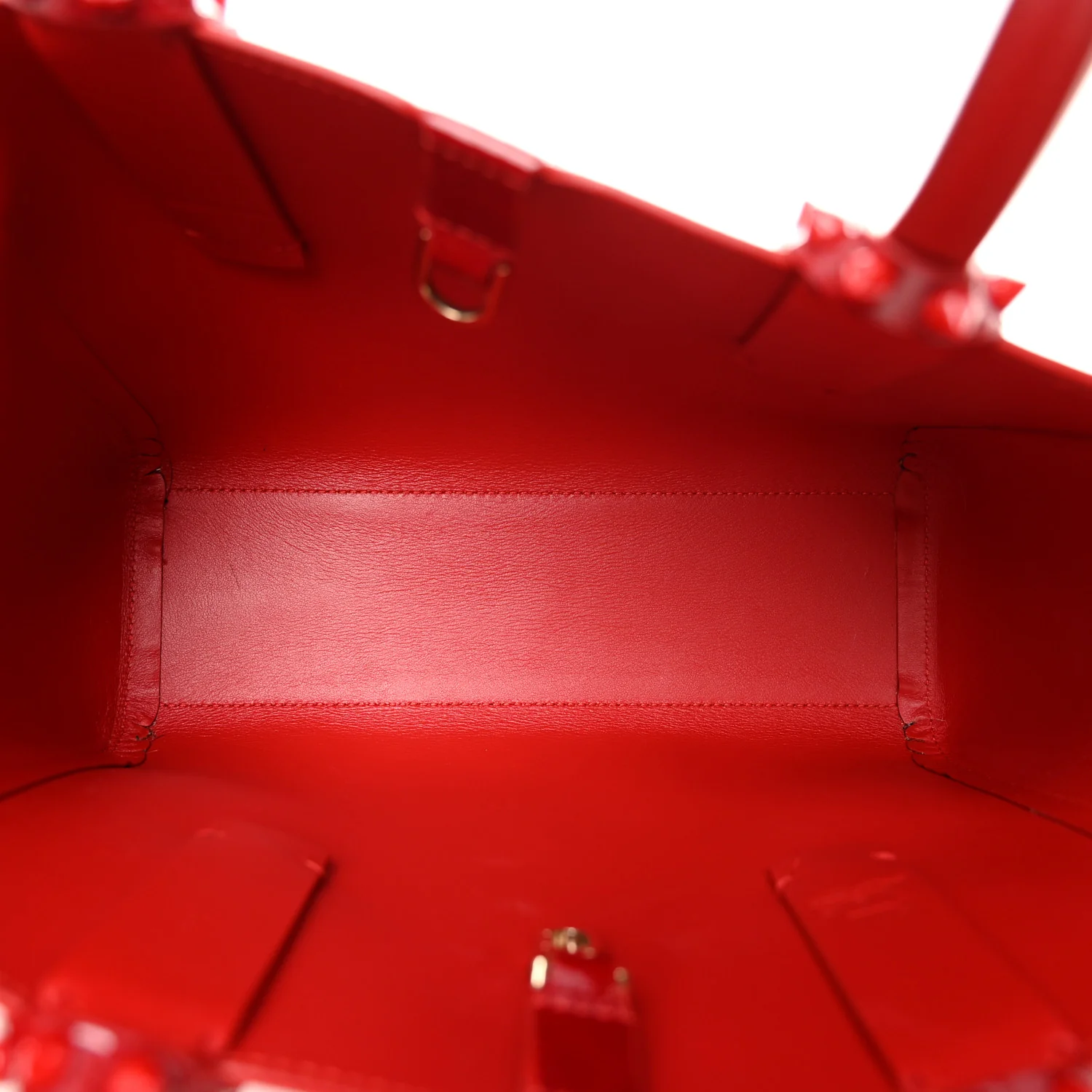 Patent Calfskin Spikes Mini East West Cabata Tote Red - Image 5