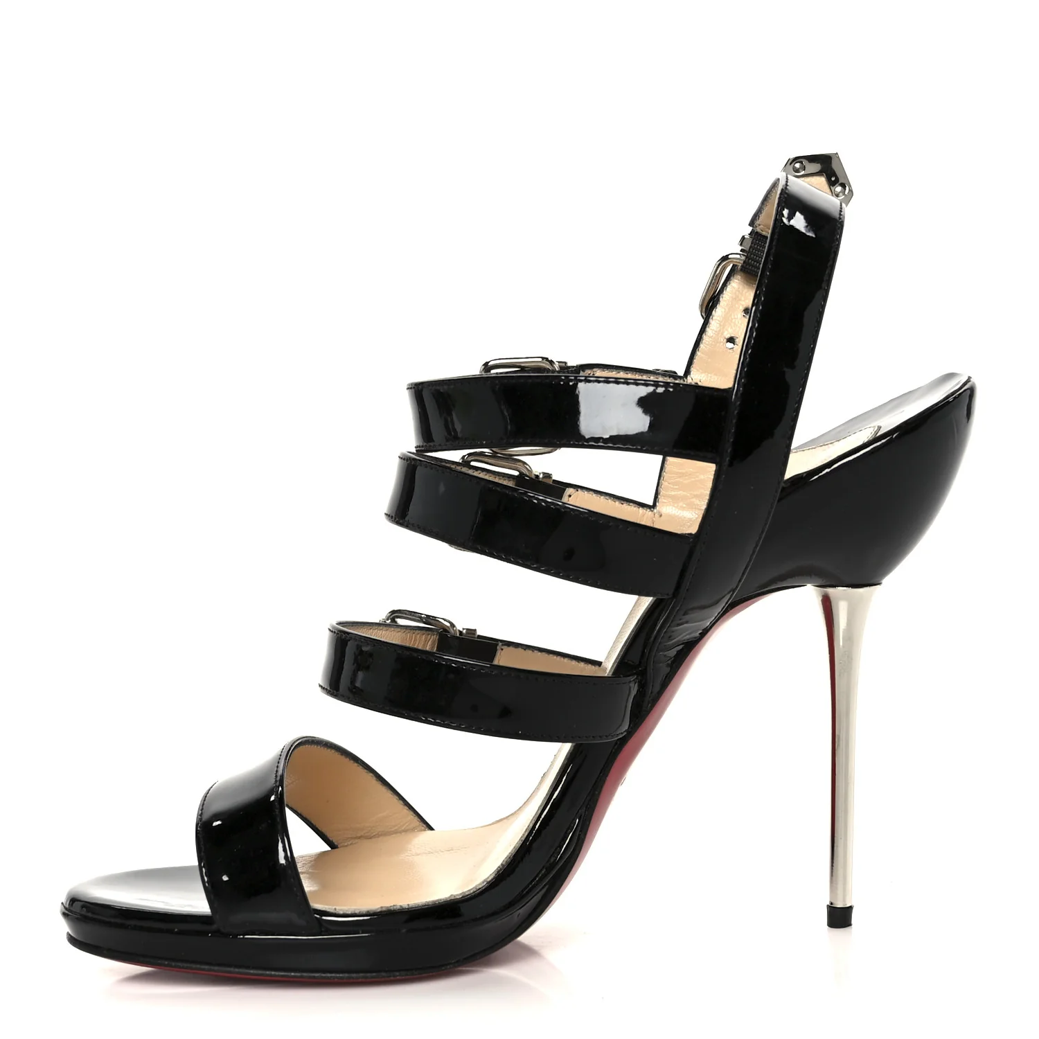 Patent Funky 120 Cage Sandals 37.5 Black