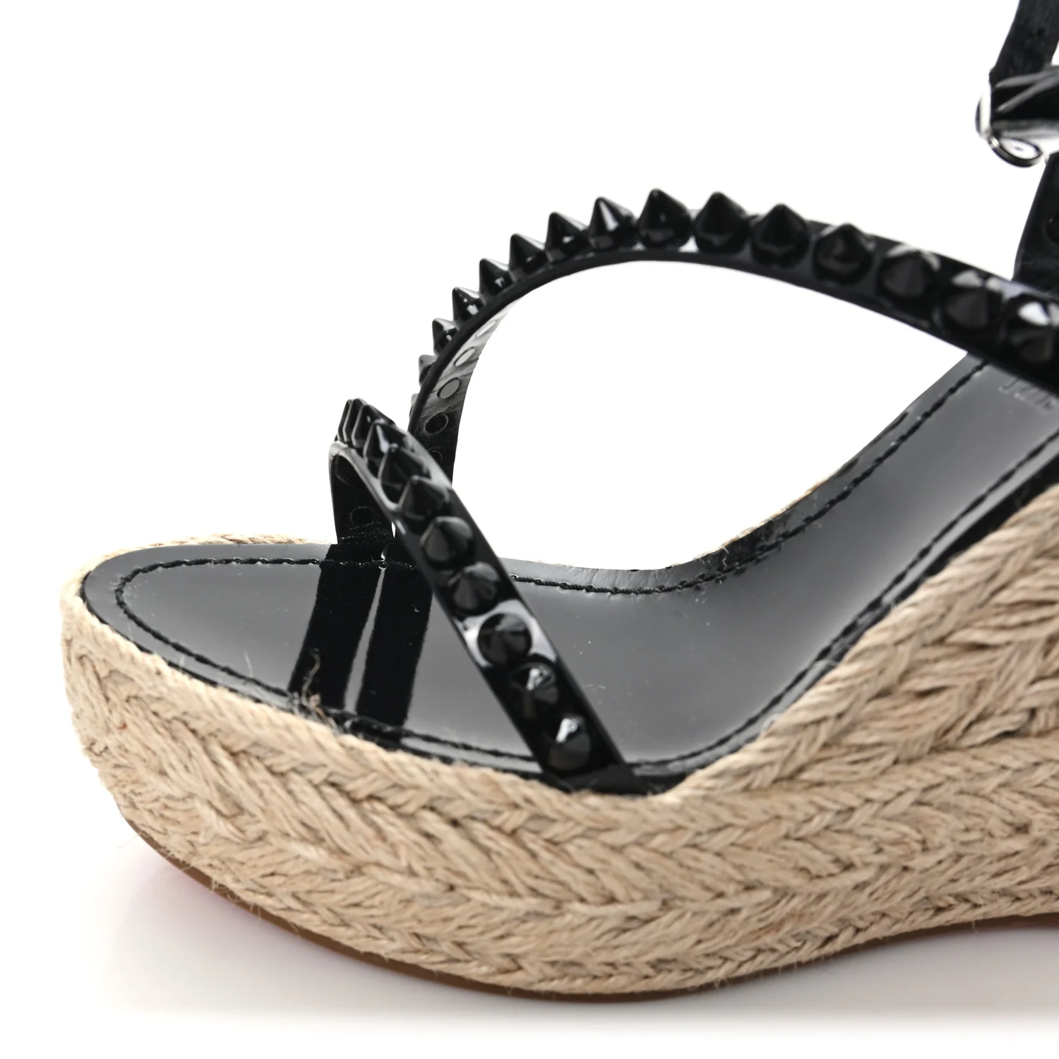 Patent Monochrome Mafaldina 120 Wedge Sandals 38 Black - Image 9