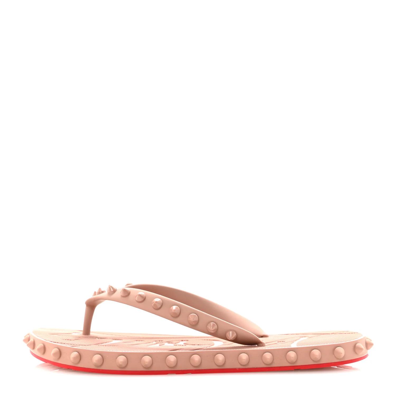 Rubber Spike Super Loubi Flip Flop Sandals 36 Nude