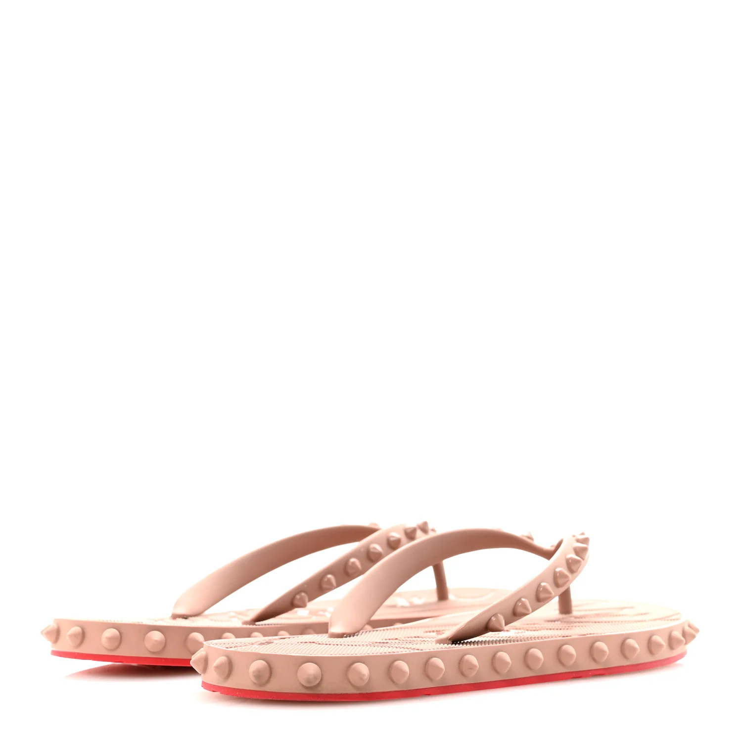 Rubber Spike Super Loubi Flip Flop Sandals 36 Nude - Image 5