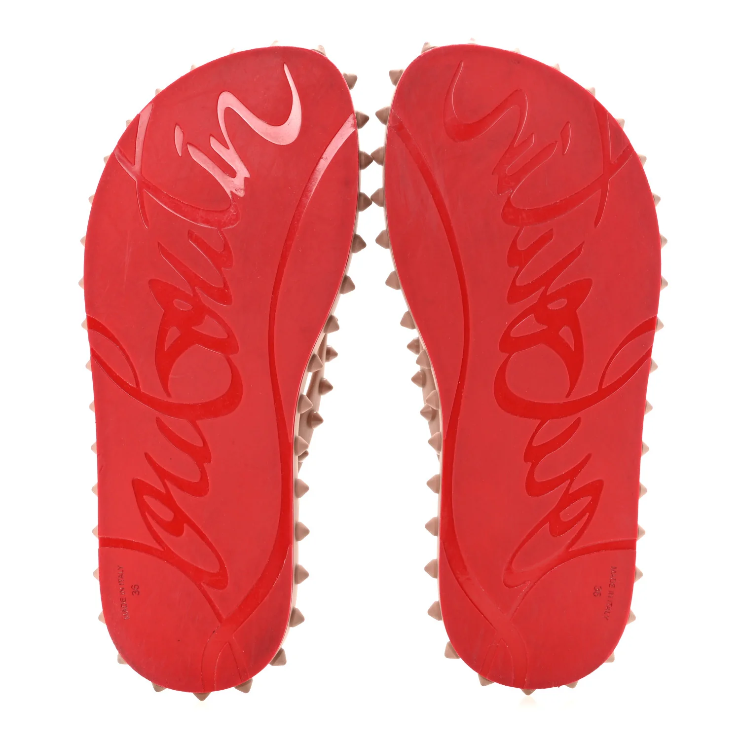 Rubber Spike Super Loubi Flip Flop Sandals 36 Nude - Image 6