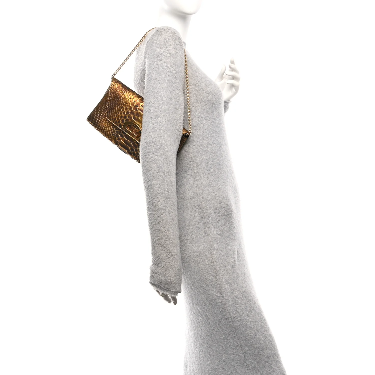 Snakeskin Riviera Clutch Gold - Image 2