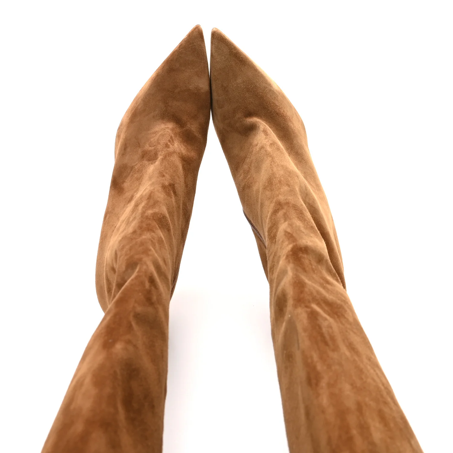 Suede Calfskin Condora Botta 85 Knee Boots 37 Brown - Image 2