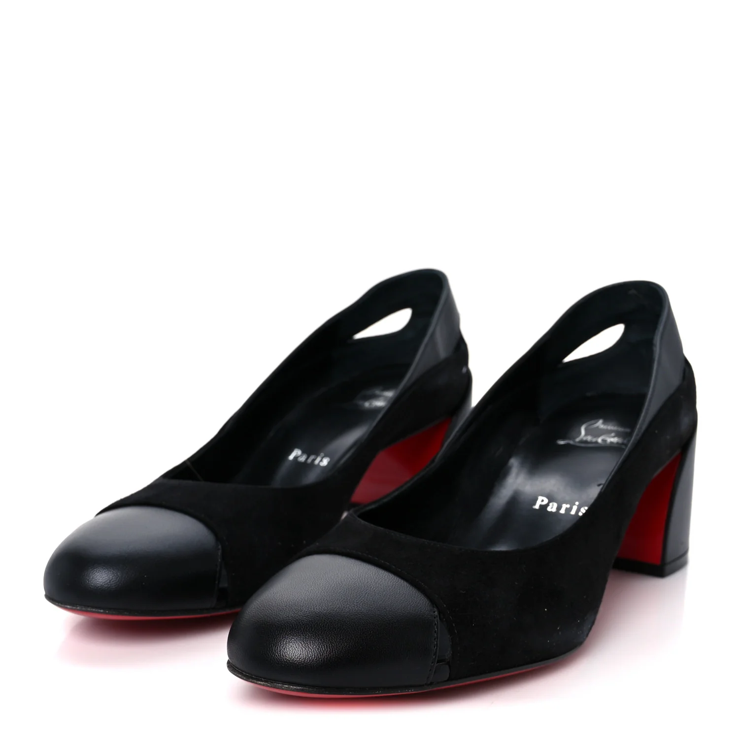 Suede Calfskin Miss Duvette 55mm Cap Toe Pumps 37.5 Black - Image 4