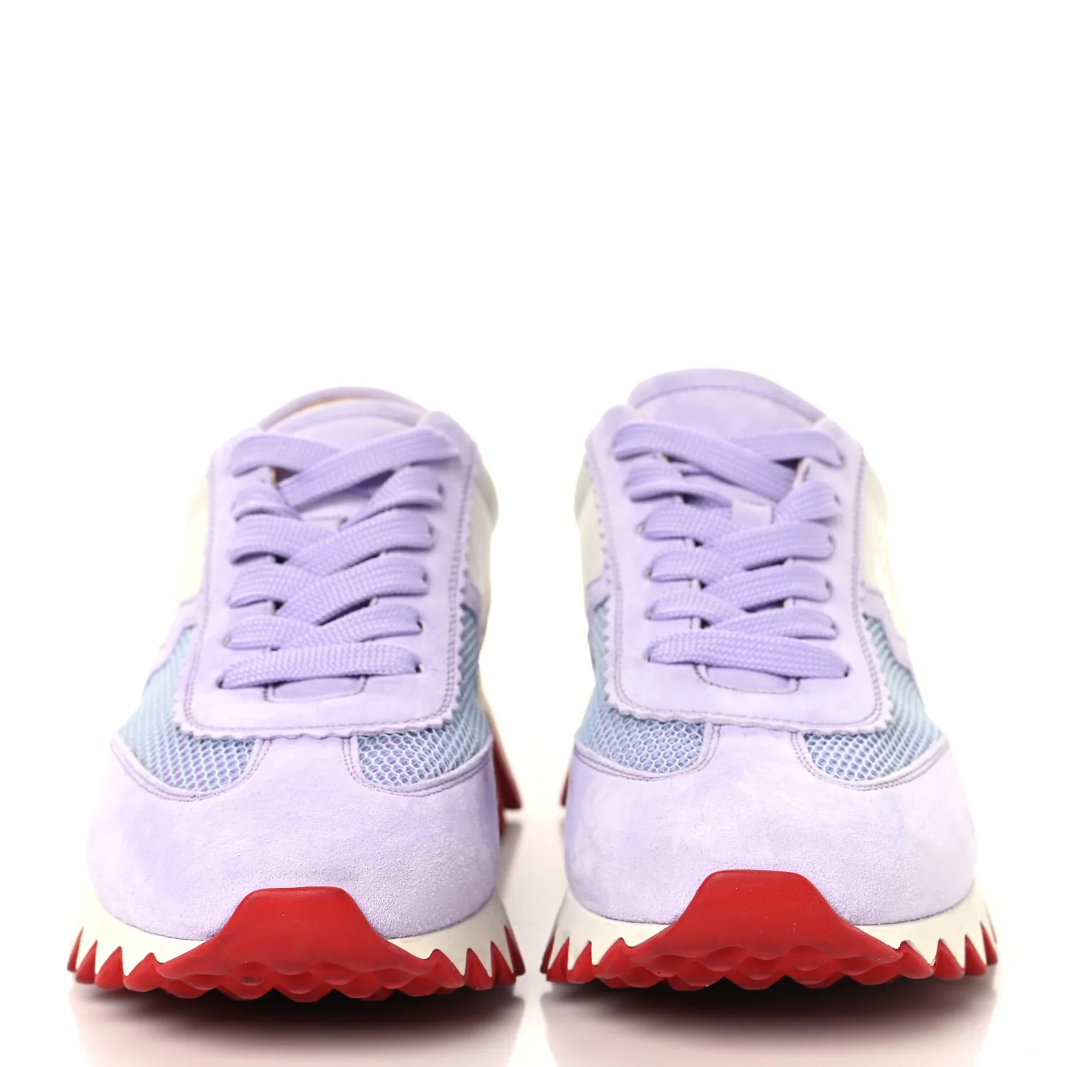 Suede Mesh Calfskin Neoprene Loubishark Sneakers 39.5 Lilac Smoke - Image 3