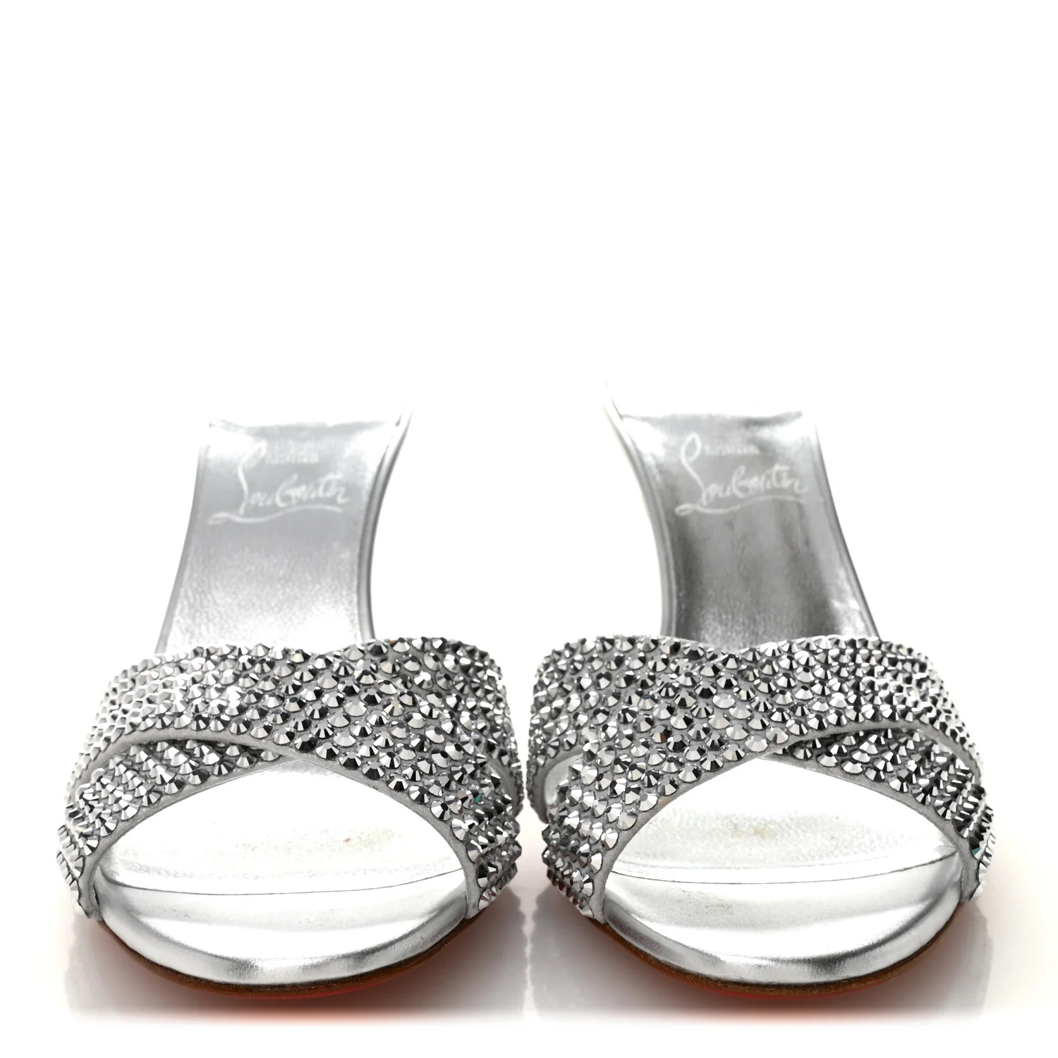 Suede Metallic Kid Lambskin Strass Mariza Is Back 85 Sandals 37.5 Silver - Image 2