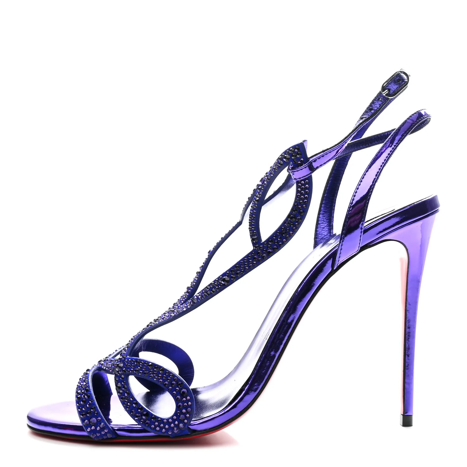 Suede Strass Double L 100 T-Strap Sandals 39 Elektra