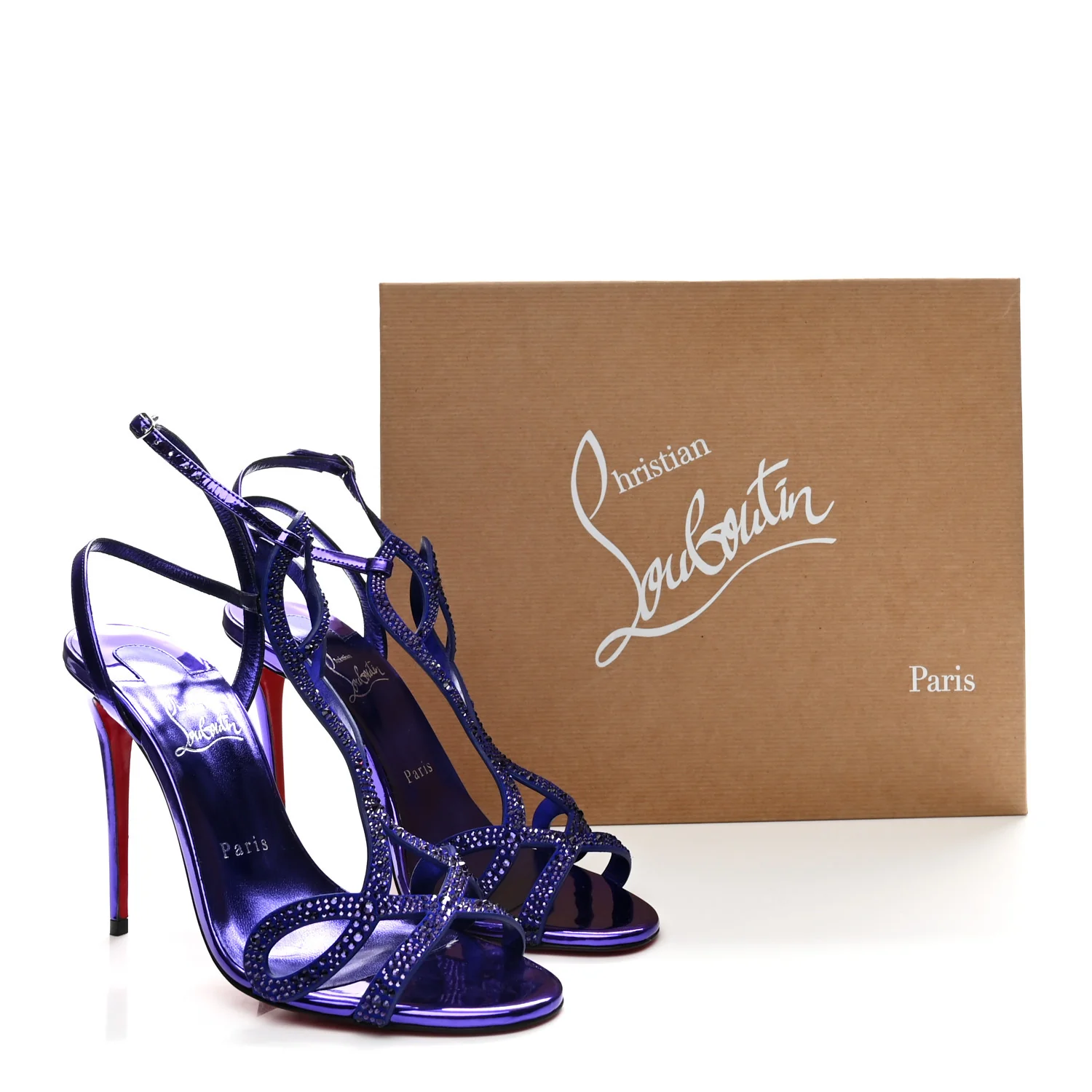 Suede Strass Double L 100 T-Strap Sandals 39 Elektra - Image 19