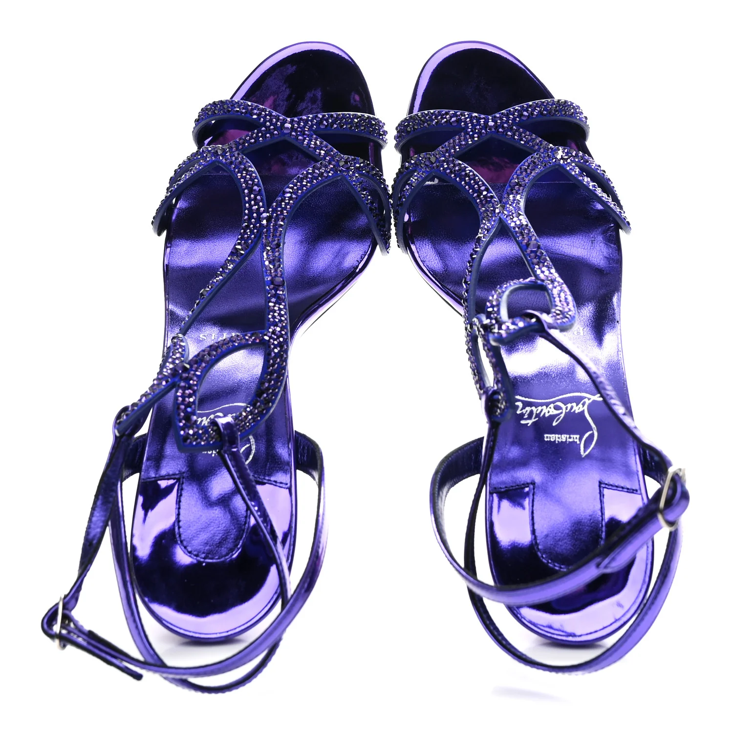 Suede Strass Double L 100 T-Strap Sandals 39 Elektra - Image 3