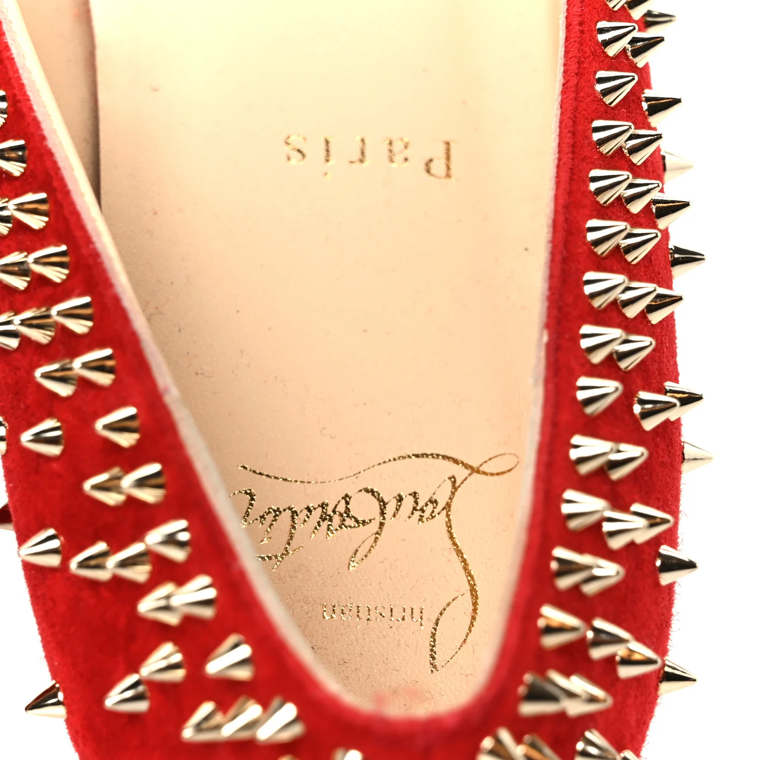 Veau Velours Studded Escarpic Flat 41 Rougissime - Image 7
