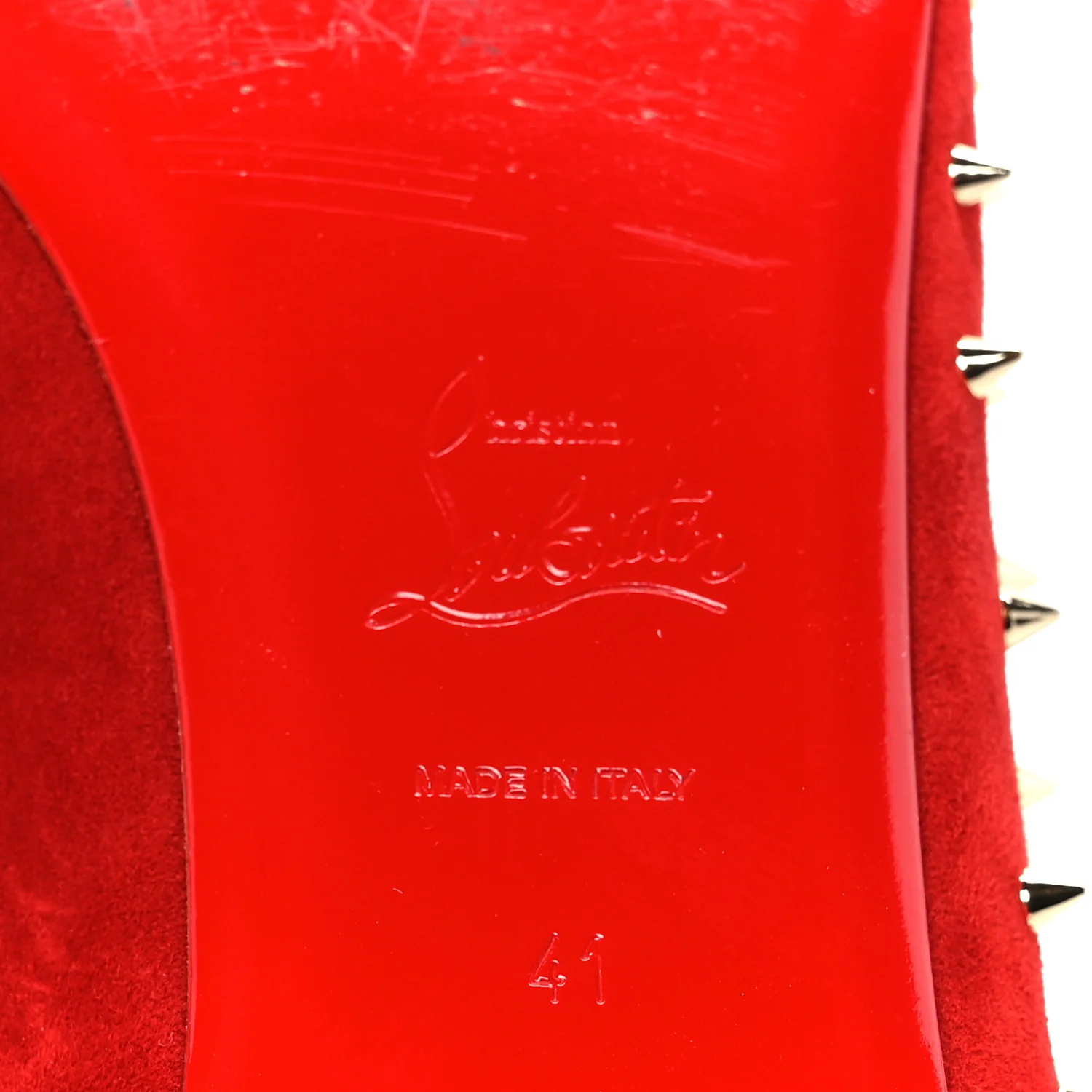 Veau Velours Studded Escarpic Flat 41 Rougissime - Image 8